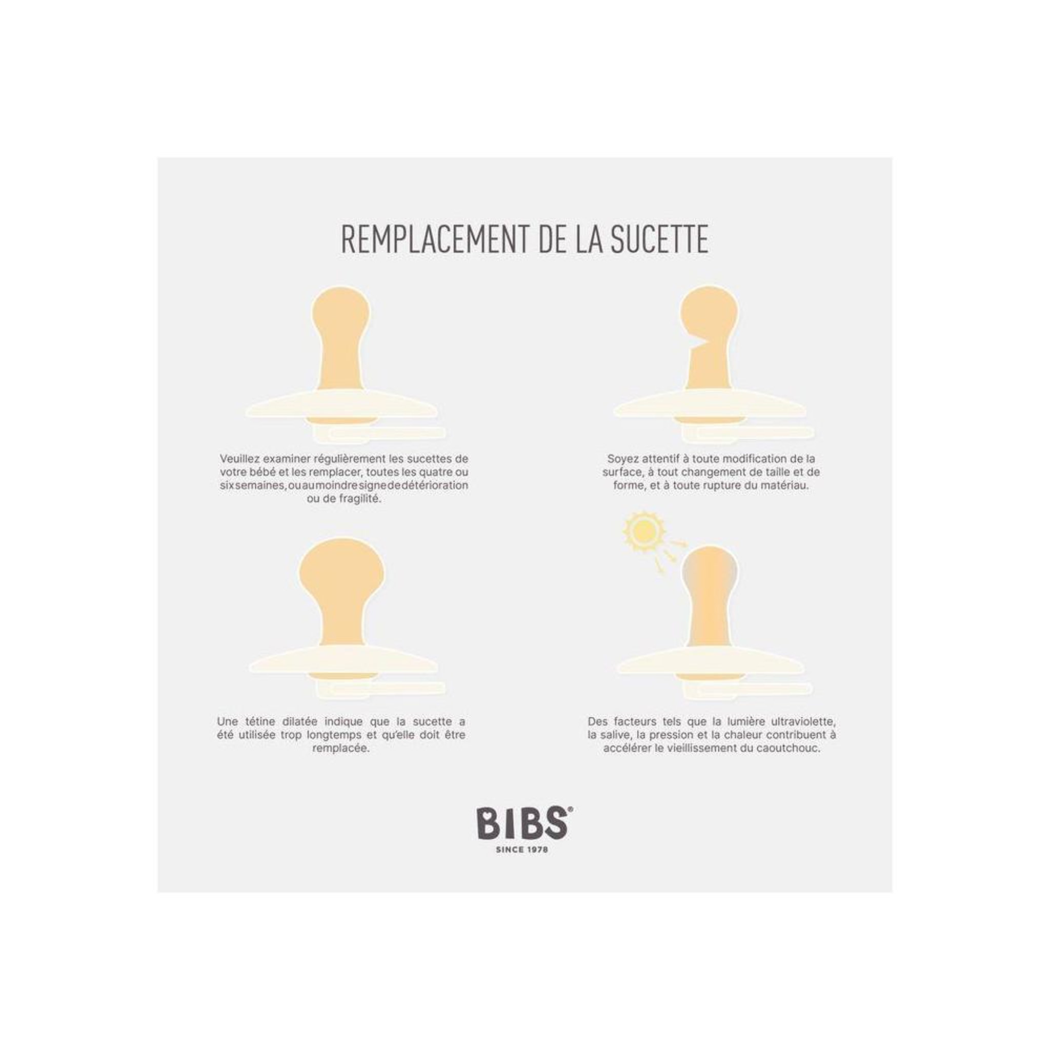 Voir la diapositive 6 : BIBOL Bibs lot de 2 sucettes bébé taille 2 embout rond en caoutchouc naturel ivory dark oak
