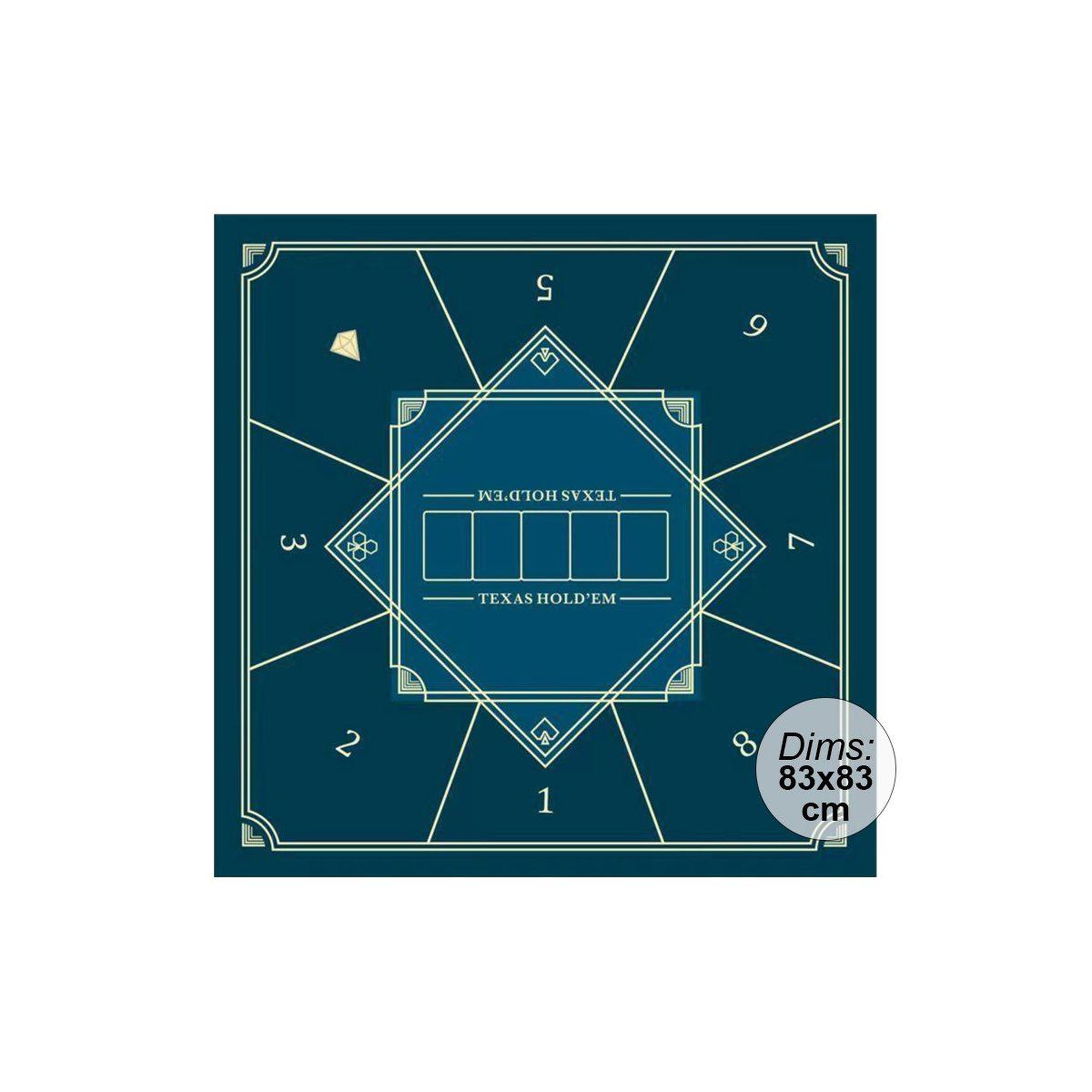 Voir la diapositive 2 : DE FAUGERES Tapis de poker  vegas  83x83cm bleu