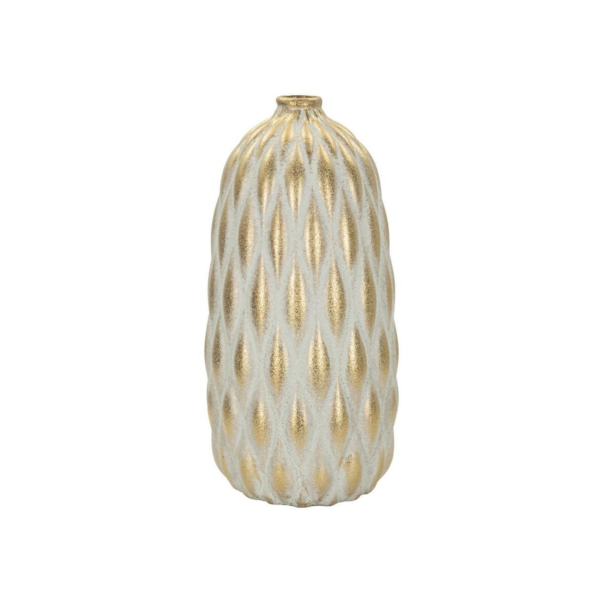 Paris Prix Vase déco en céramique  pepitas  37cm gris & or