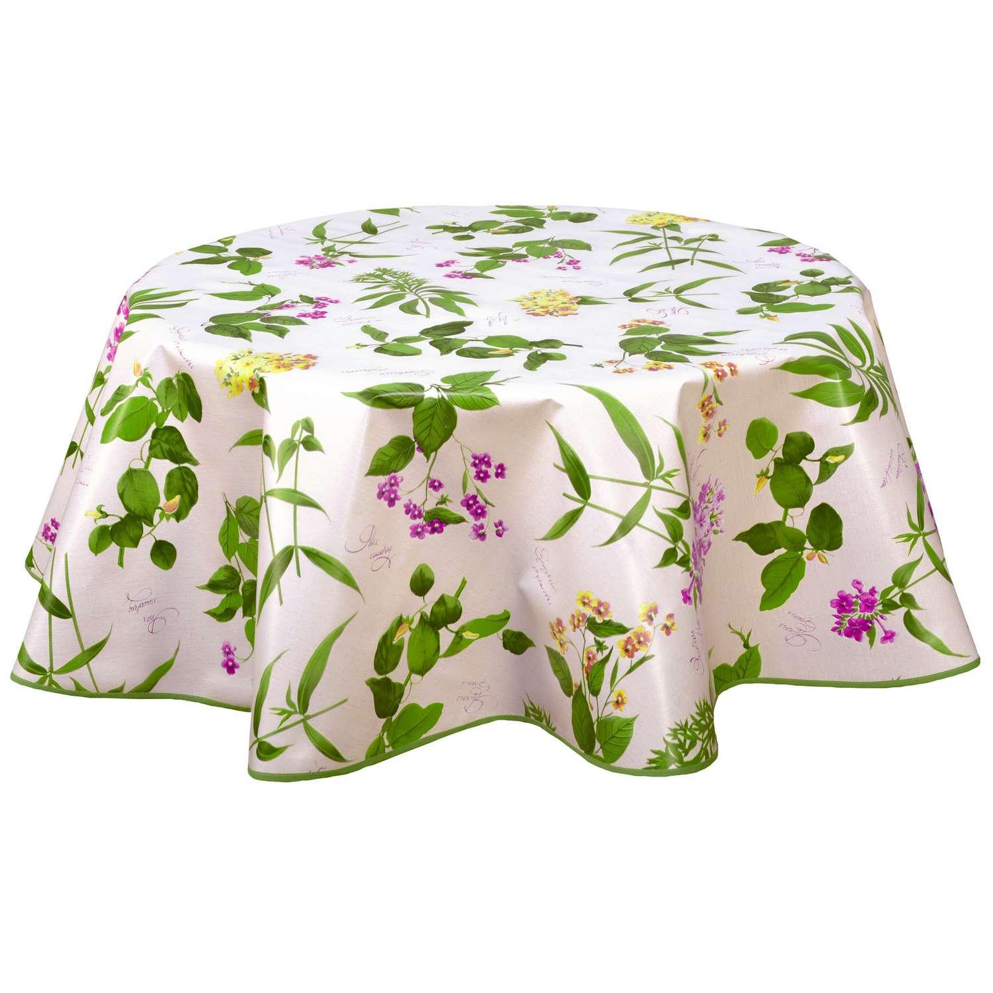 HABITABLE Nappe en toile cirée ronde Botanique - Diam. 135 cm - Fuchsia