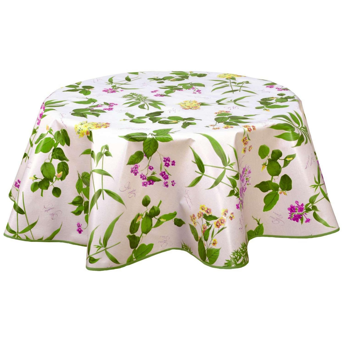 HABITABLE Nappe en toile cirée ronde Botanique - Diam. 135 cm - Fuchsia