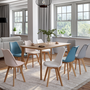 Voir la diapositive 2 : ID MARKET Lot de 8 chaises scandinaves SARA mix color pastel rose x2, blanc x2, gris clair x2, bleu x2