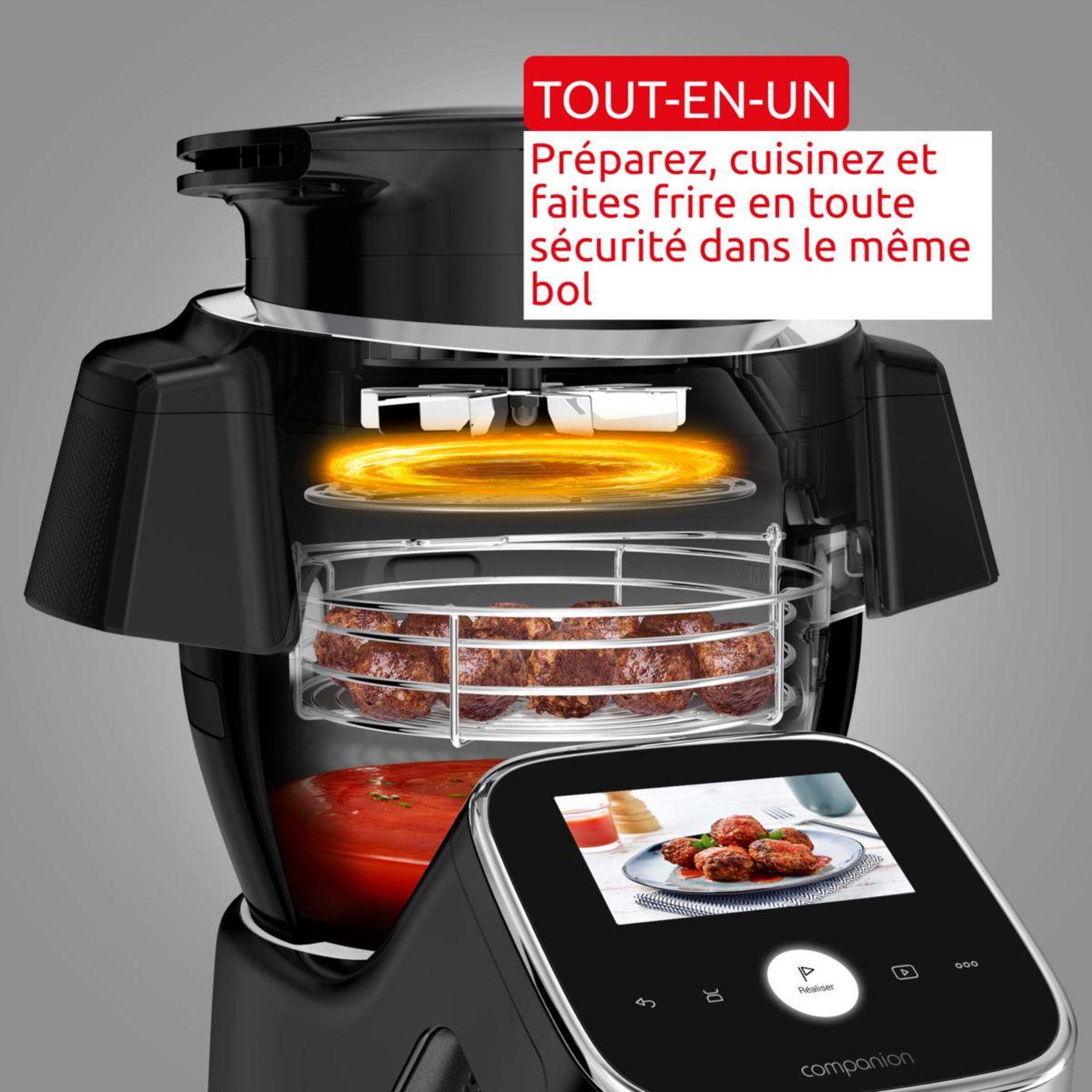 Voir la diapositive 4 : MOULINEX Robot cuiseur i-CompanionTouchPro3L airfryer HF93L8F0
