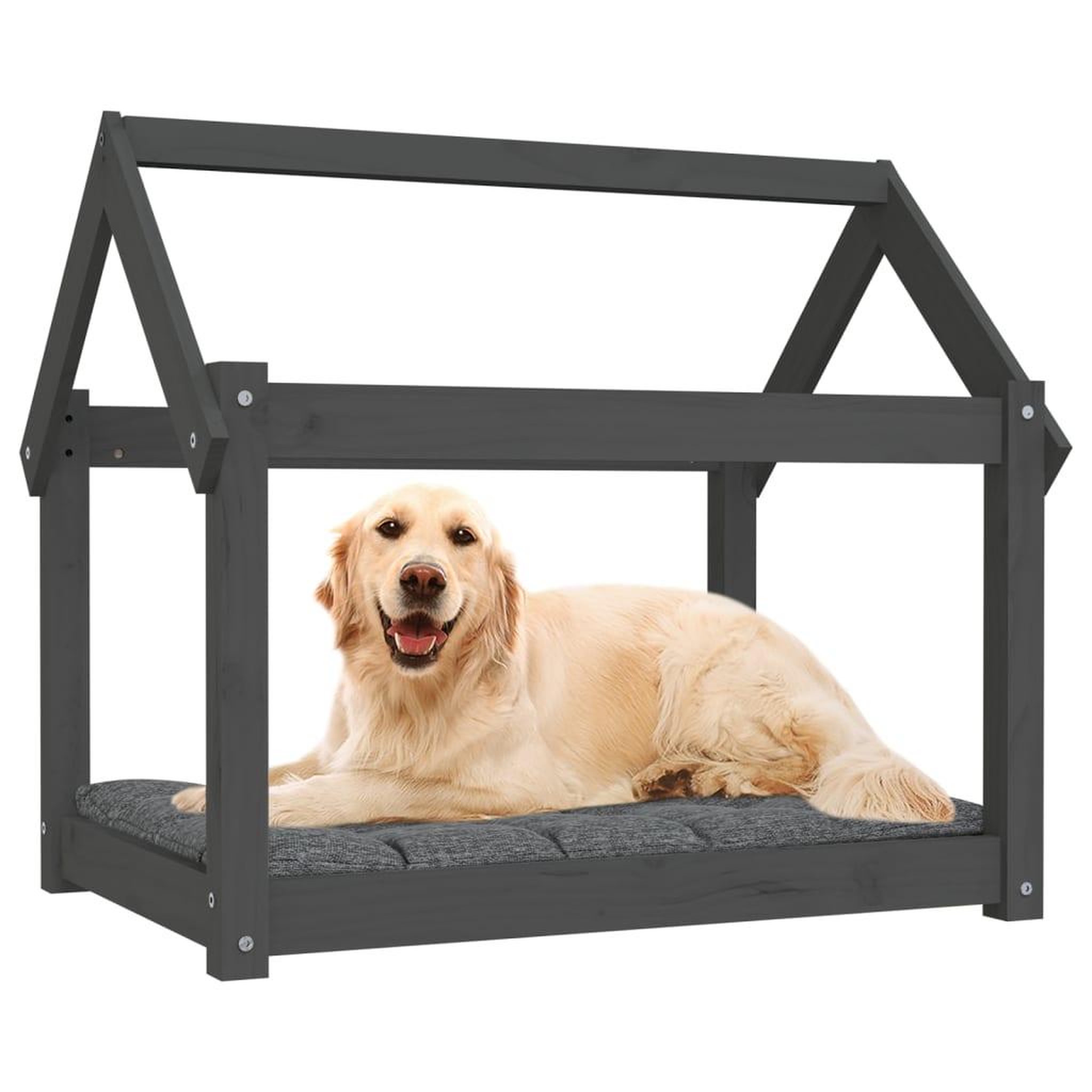 Voir la diapositive 4 : VIDAXL Lit pour chien Gris 81x60x70 cm Bois de pin solide