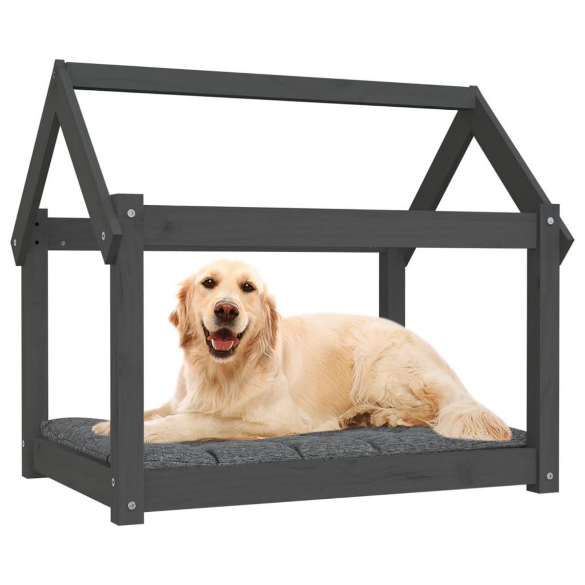 VIDAXL Lit pour chien Gris 81x60x70 cm Bois de pin solide