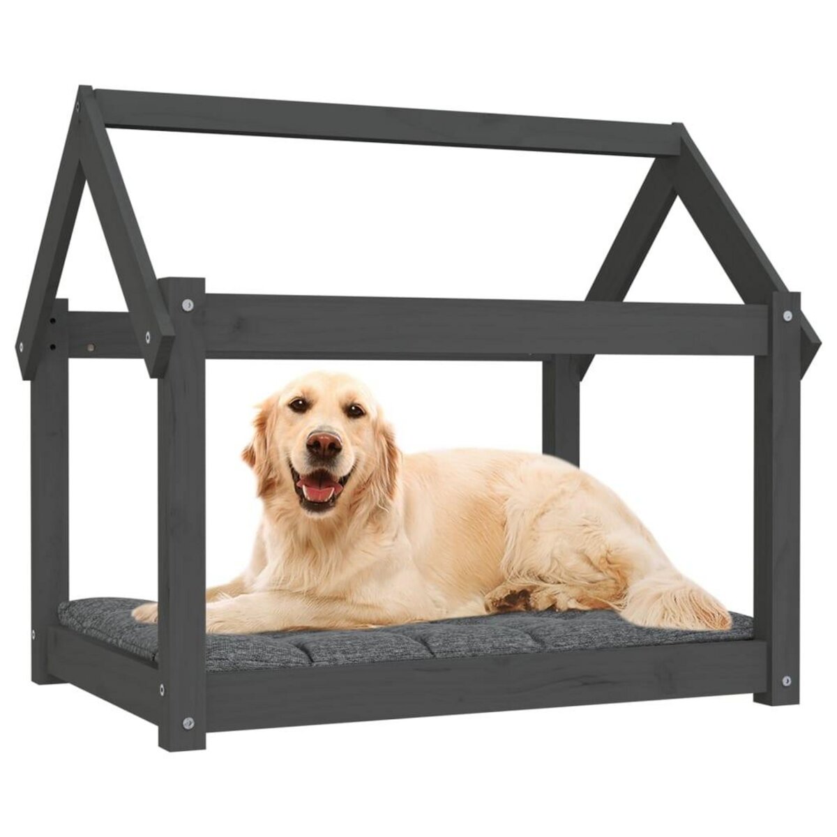 VIDAXL Lit pour chien Gris 81x60x70 cm Bois de pin solide