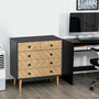 Voir la diapositive 2 : HOMCOM Commode 5 tiroirs design scandinave graphique dim. 80L x 40l x 80H cm panneaux de particules gris foncé chêne clair