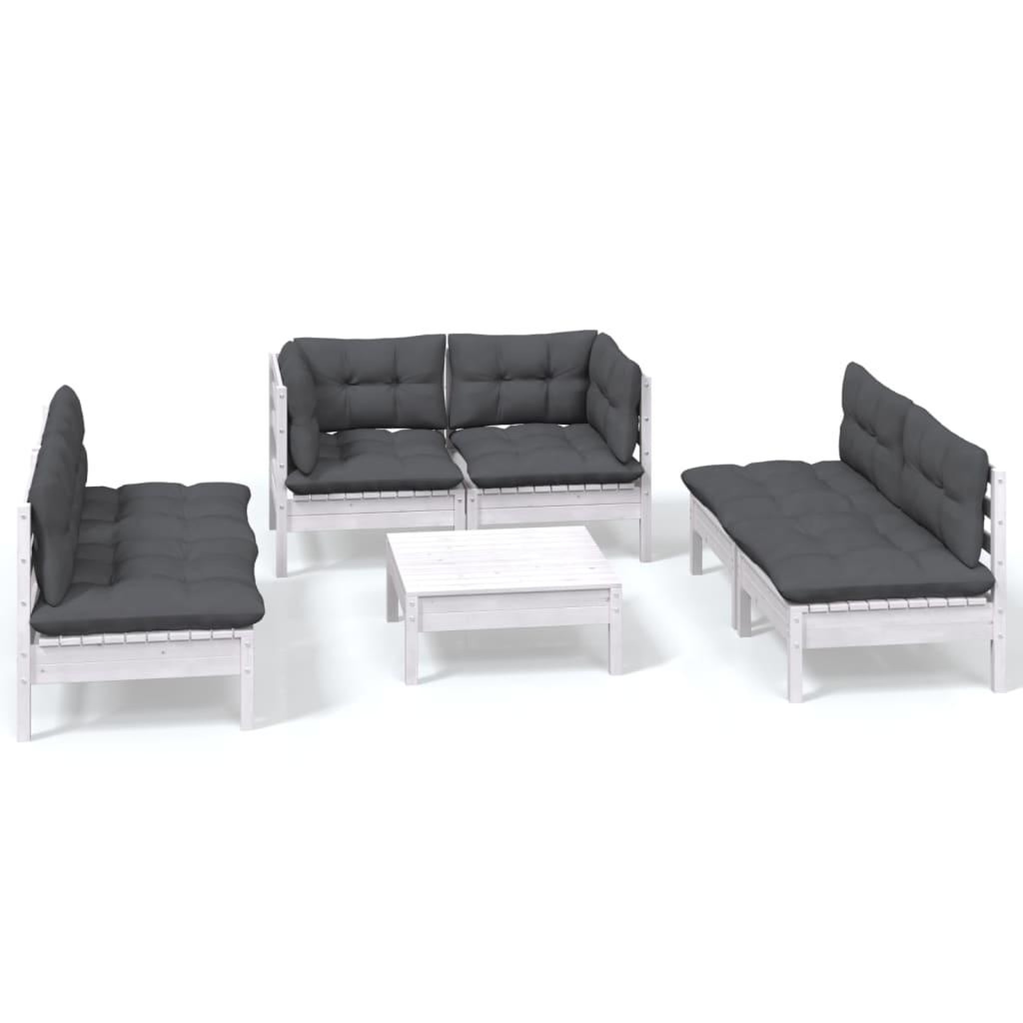 Voir la diapositive 2 : VIDAXL Salon de jardin 7 pcs avec coussins bois de pin massif
