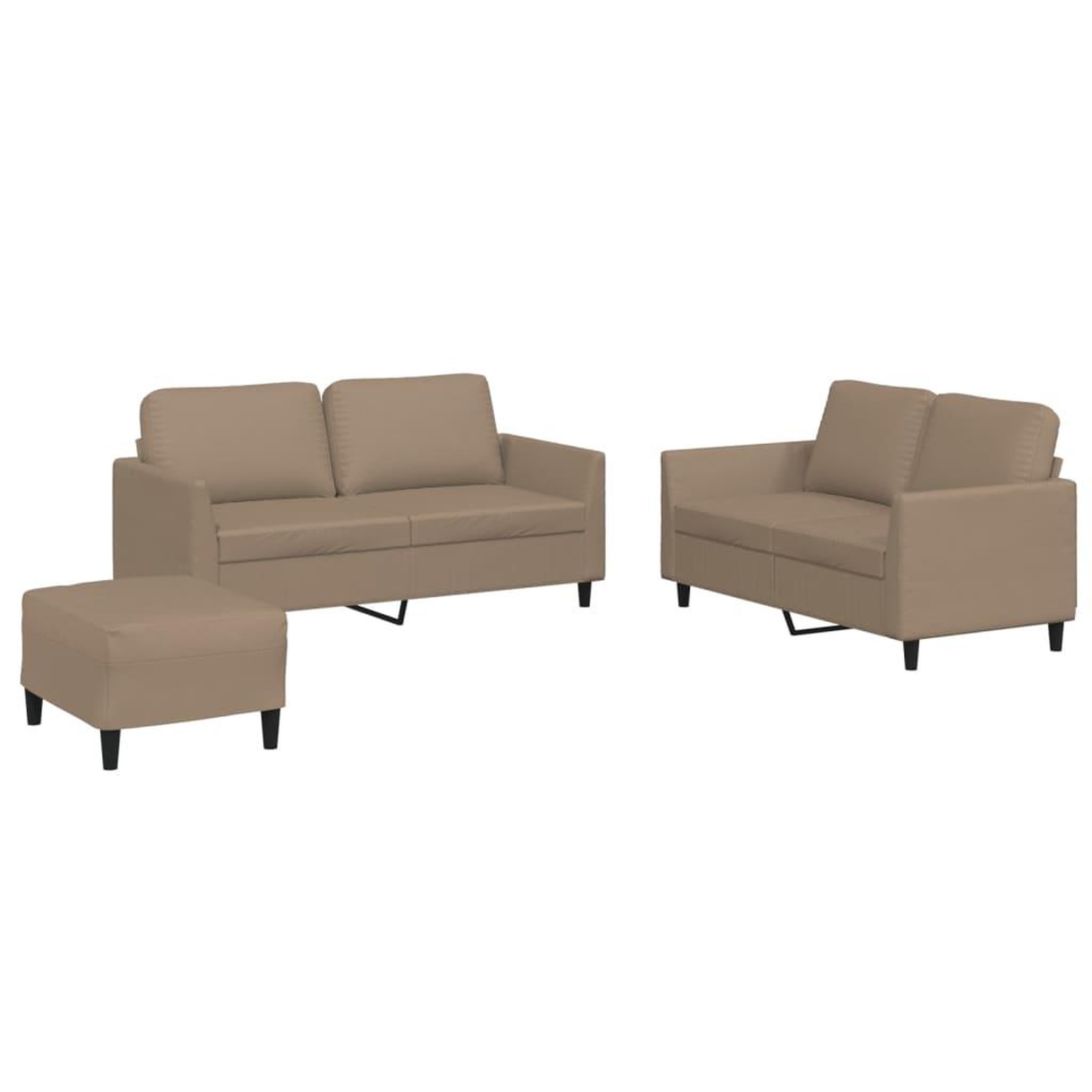 Voir la diapositive 2 : VIDAXL Ensemble de canapes 3 pcs avec coussins Cappuccino Similicuir