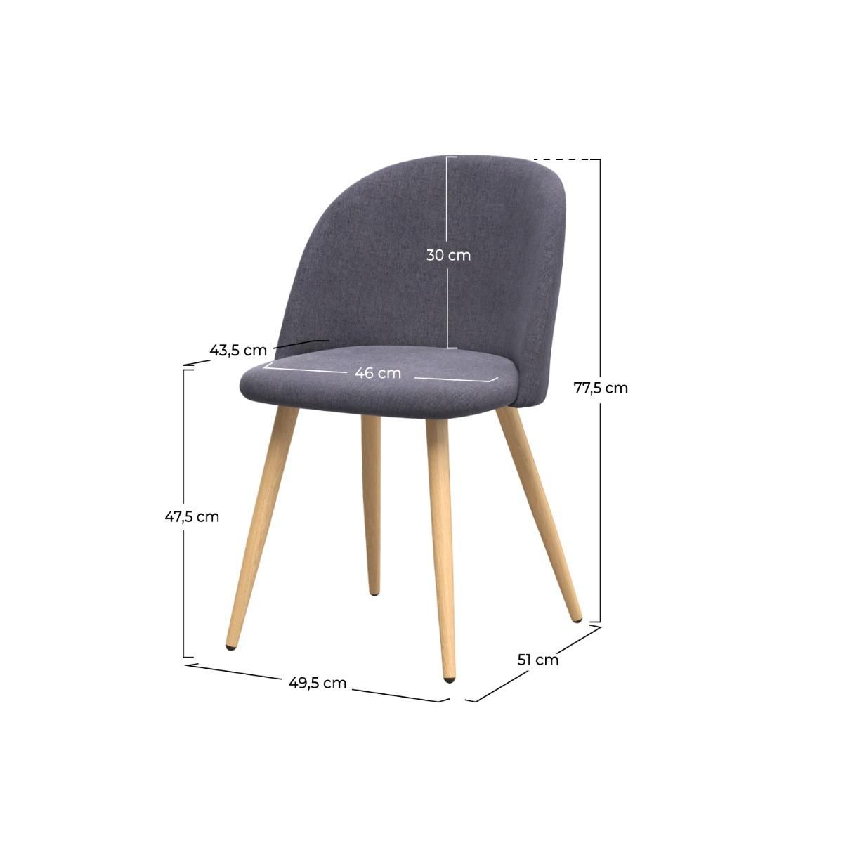 Rendez vous déco Lot de 2 chaises en tissu bleu et pieds en métal effet bois - Cozy