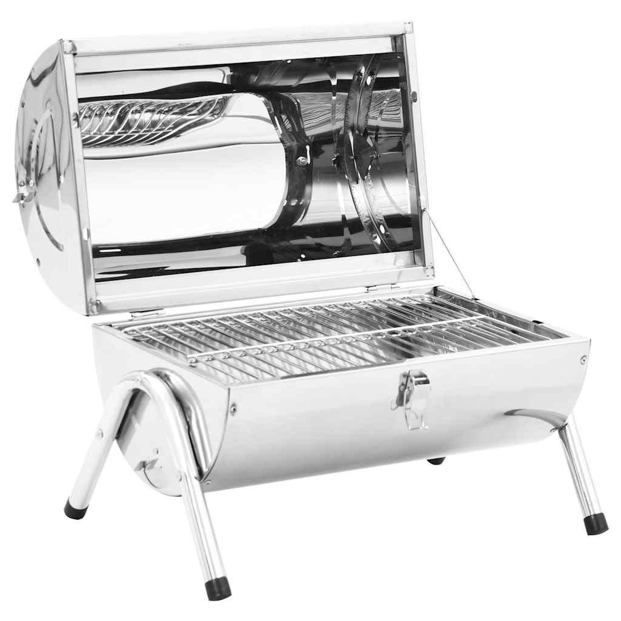 Voir la diapositive 2 : VIDAXL Barbecue au charbon portable Acier inoxydable Grilles doubles