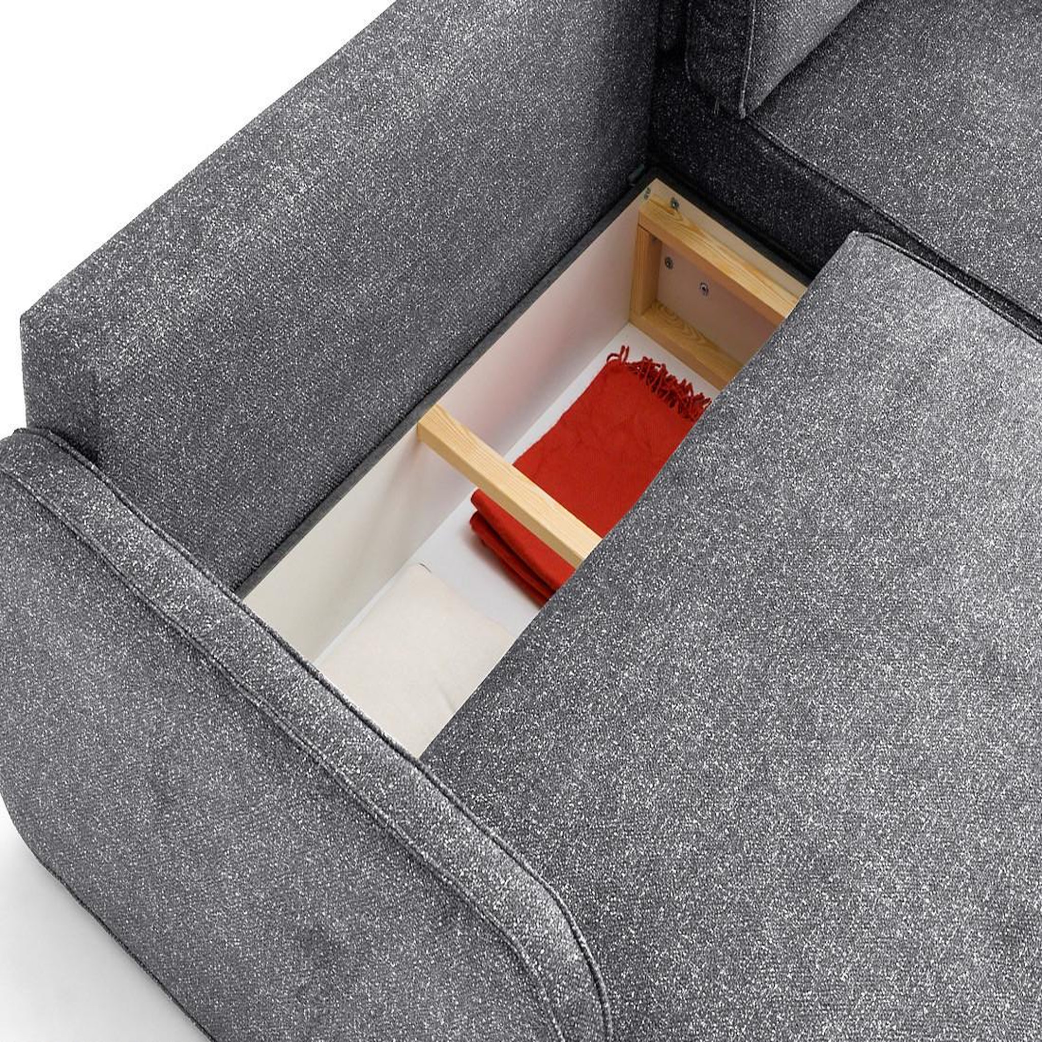 Voir la diapositive 3 : LISA DESIGN Apolline - canapé d'angle réversible 4 places convertible avec coffres en tissu moucheté