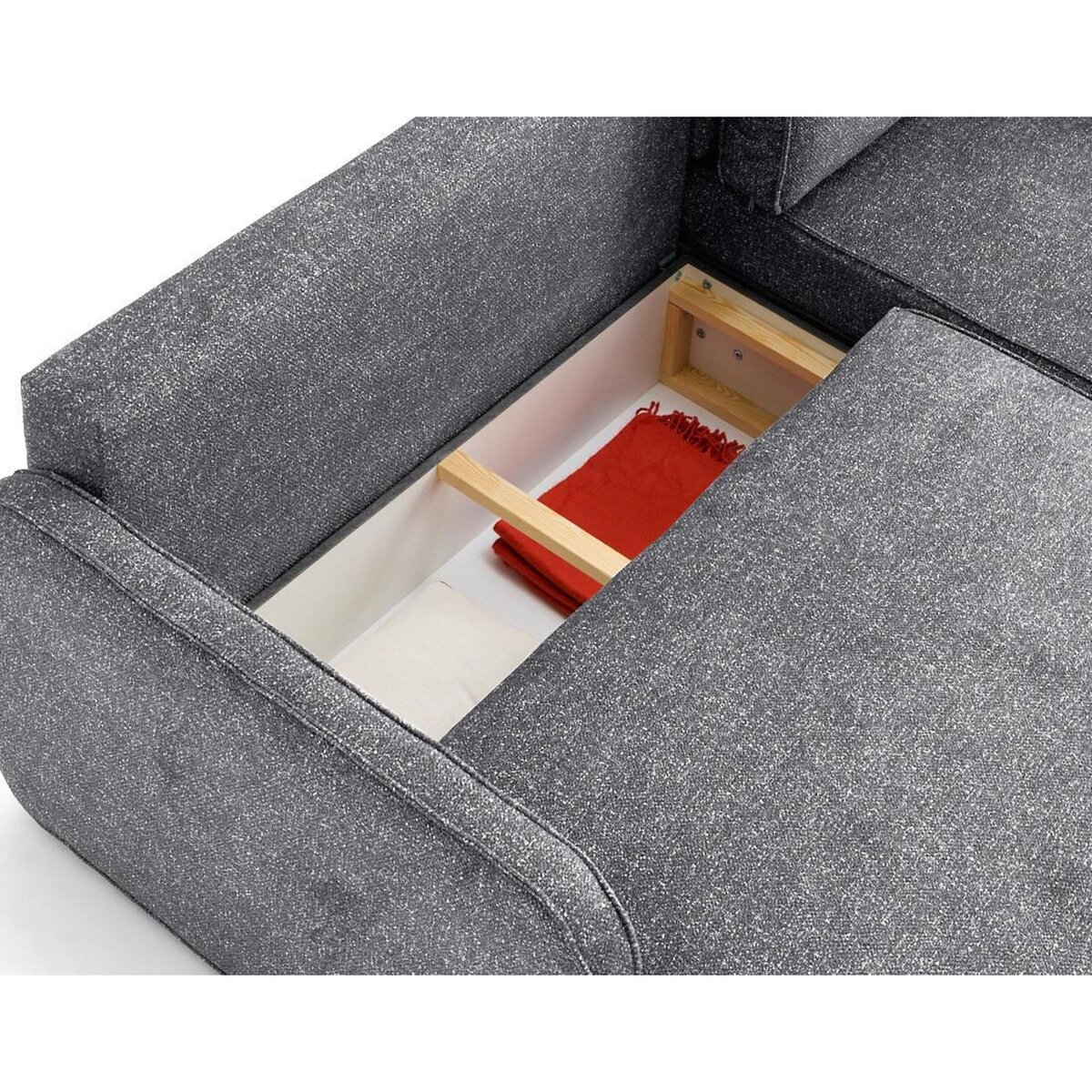 LISA DESIGN Apolline - canapé d'angle réversible 4 places convertible avec coffres en tissu moucheté