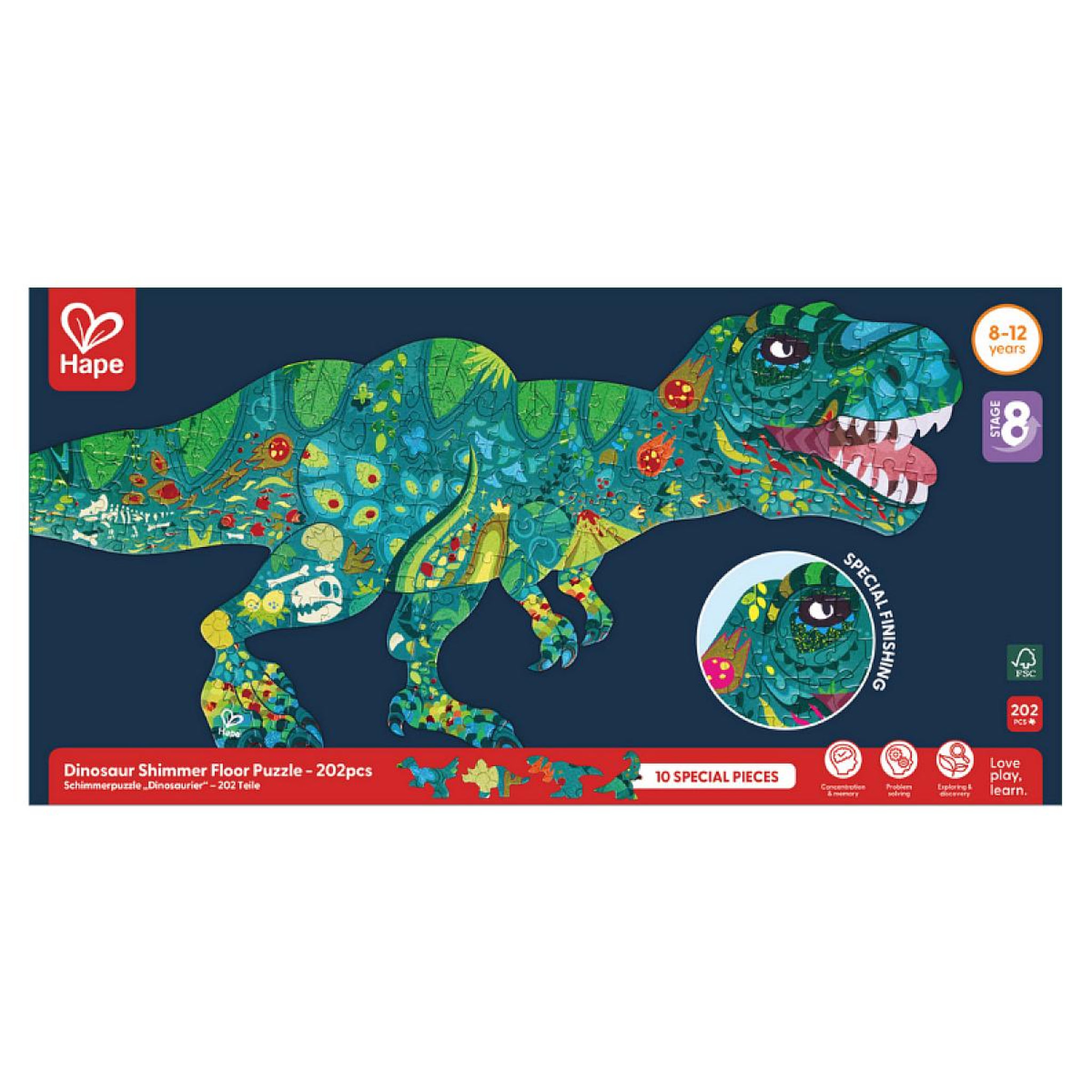 Voir la diapositive 2 : Hape Puzzle geant dinosaures 200 pieces