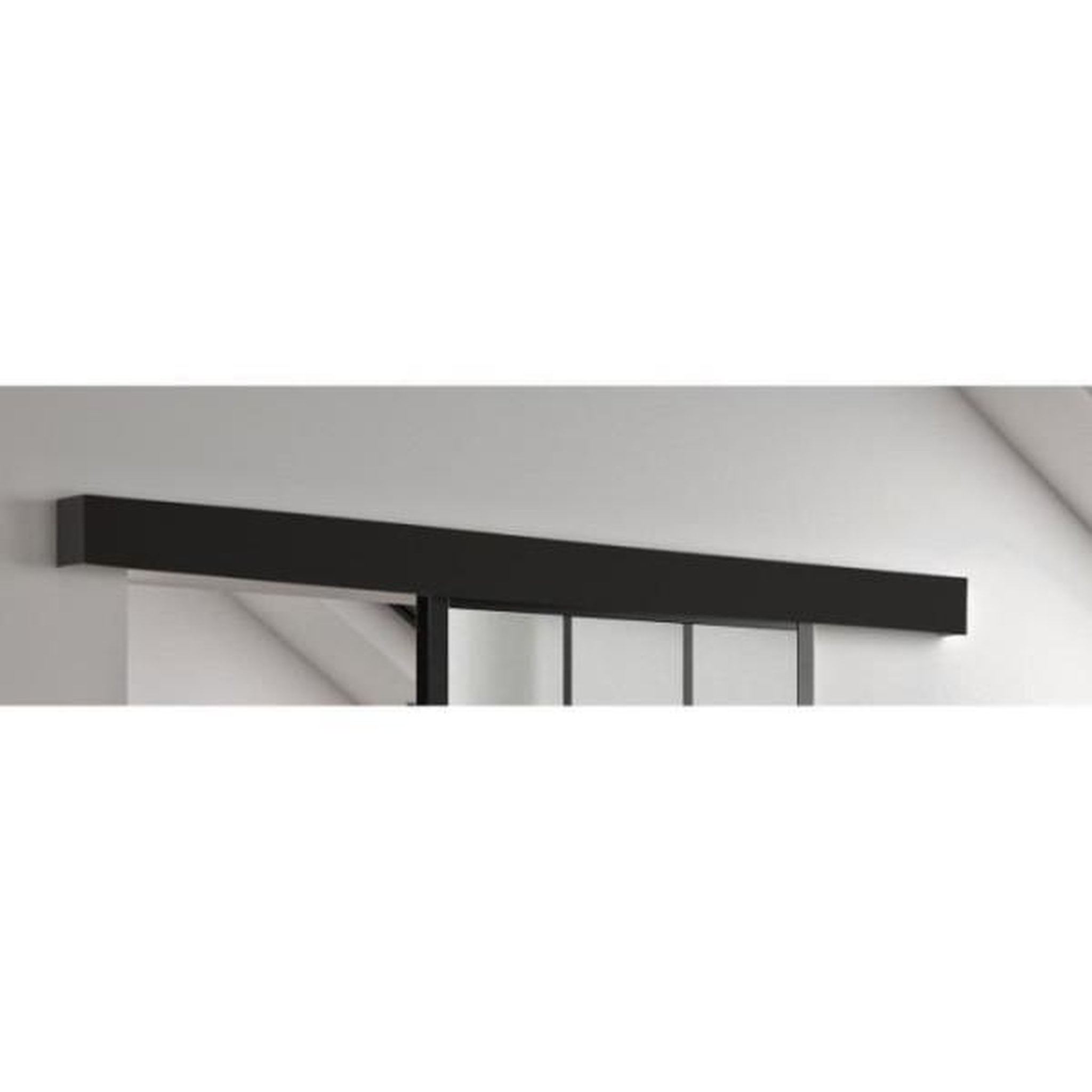 Voir la diapositive 4 : OPTIMUM Optimum - kit porte coulissante + rail + bandeau atelier - h 204 x l 93 x p 4 cm - noir verre dépoli