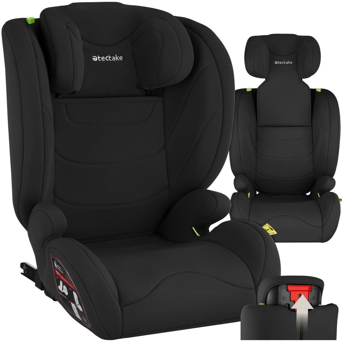 tectake Siège auto norme i-size et base isofix avec protection contre les chocs latéraux noir