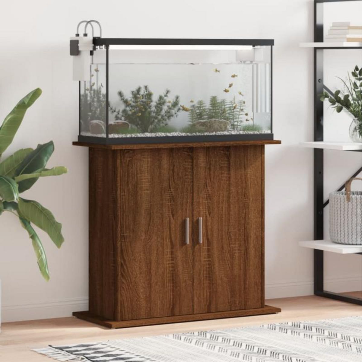 VIDAXL Support pour aquarium chêne marron 81x36x73cm bois d ingénierie