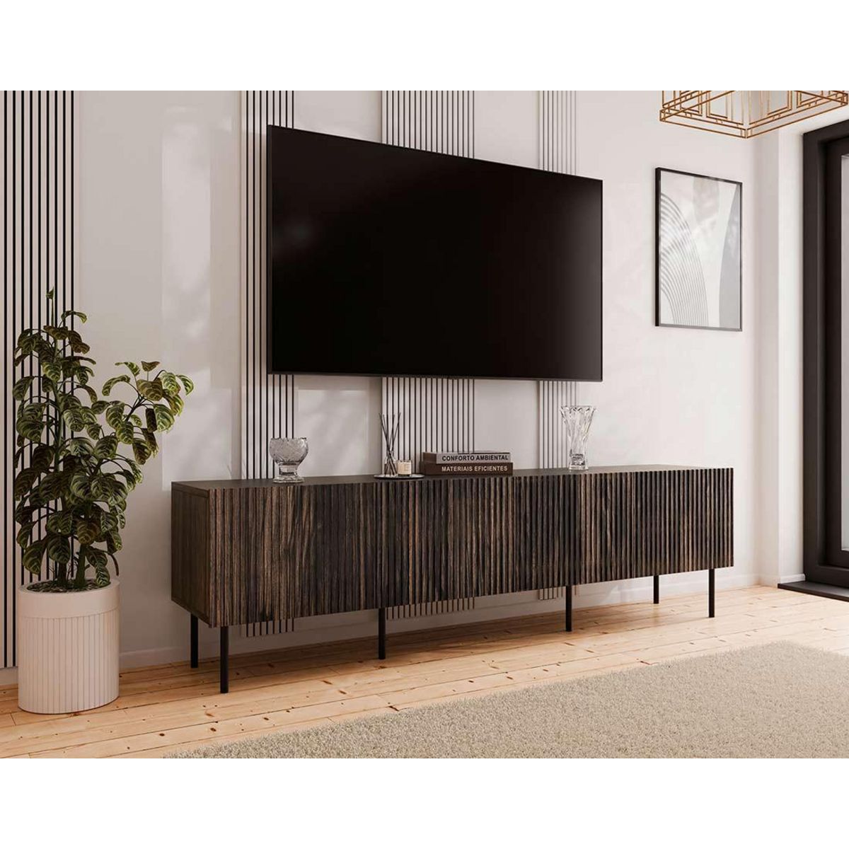BEST MOBILIER Franco - meuble tv - effet bois - 200 cm
