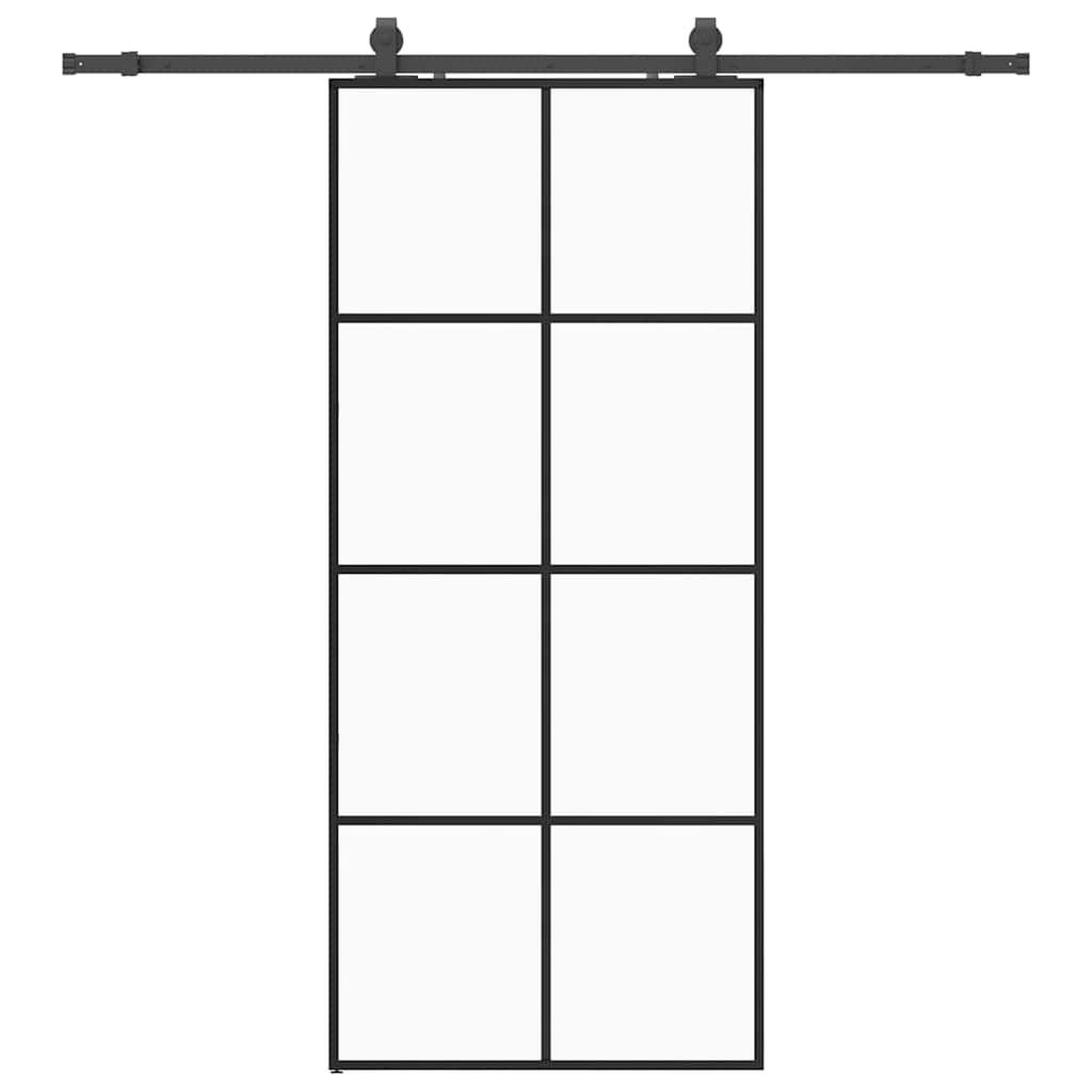 Voir la diapositive 2 : VIDAXL Porte coulissante kit de quincaillerie noir 90x205 cm verre ESG