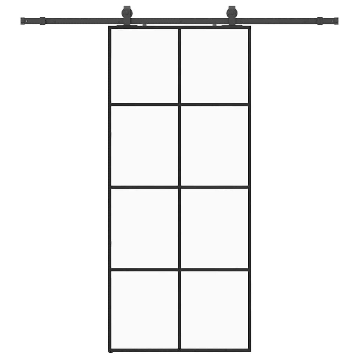 VIDAXL Porte coulissante kit de quincaillerie noir 90x205 cm verre ESG