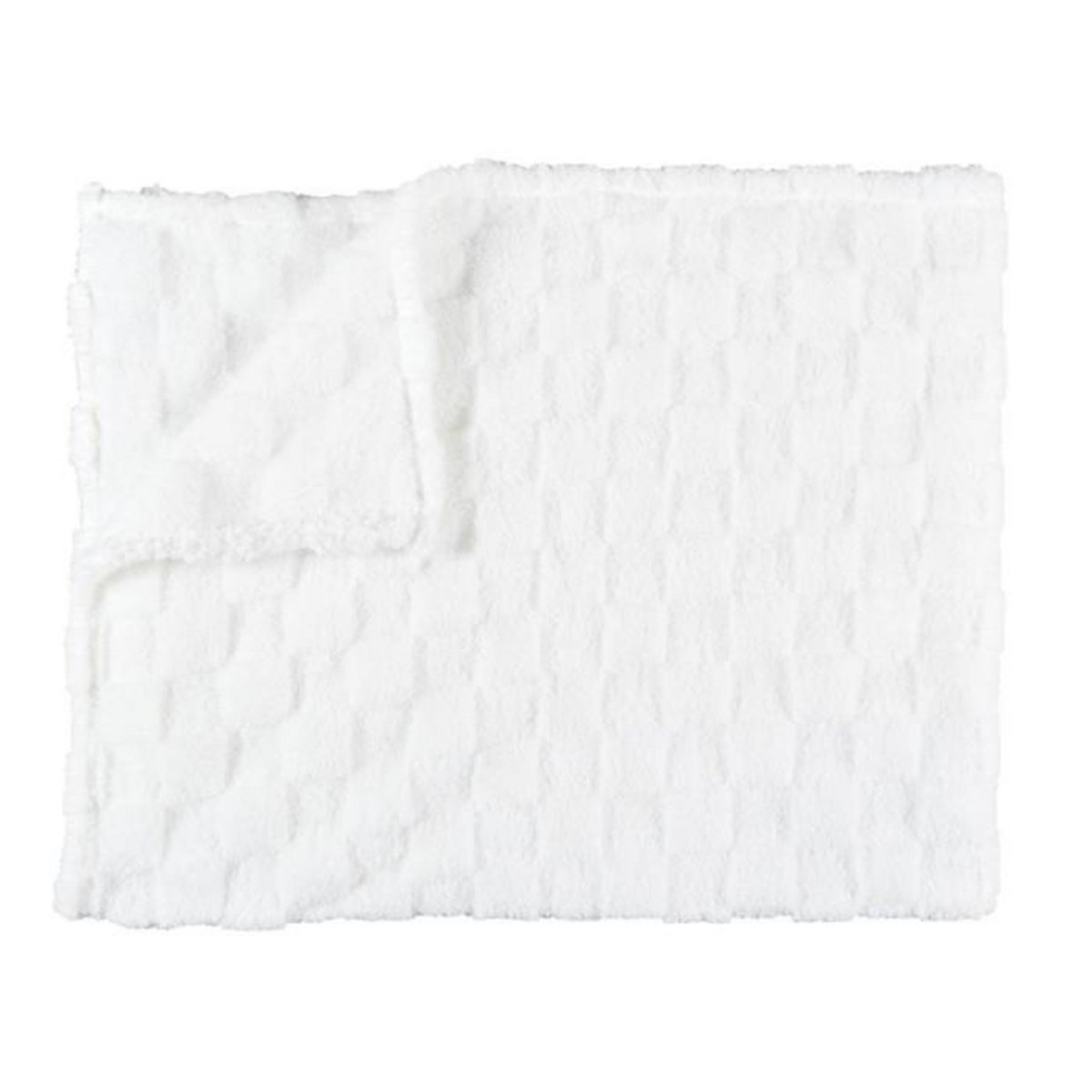 Paris Prix Plaid en Flanelle  Damier  120x150cm Blanc