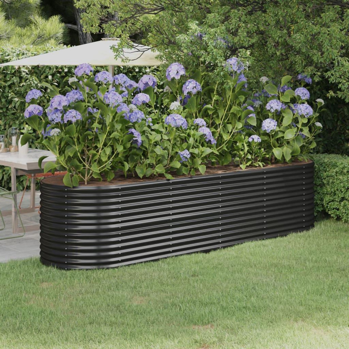 VIDAXL Lit sureleve de jardin Acier enduit de poudre Anthracite