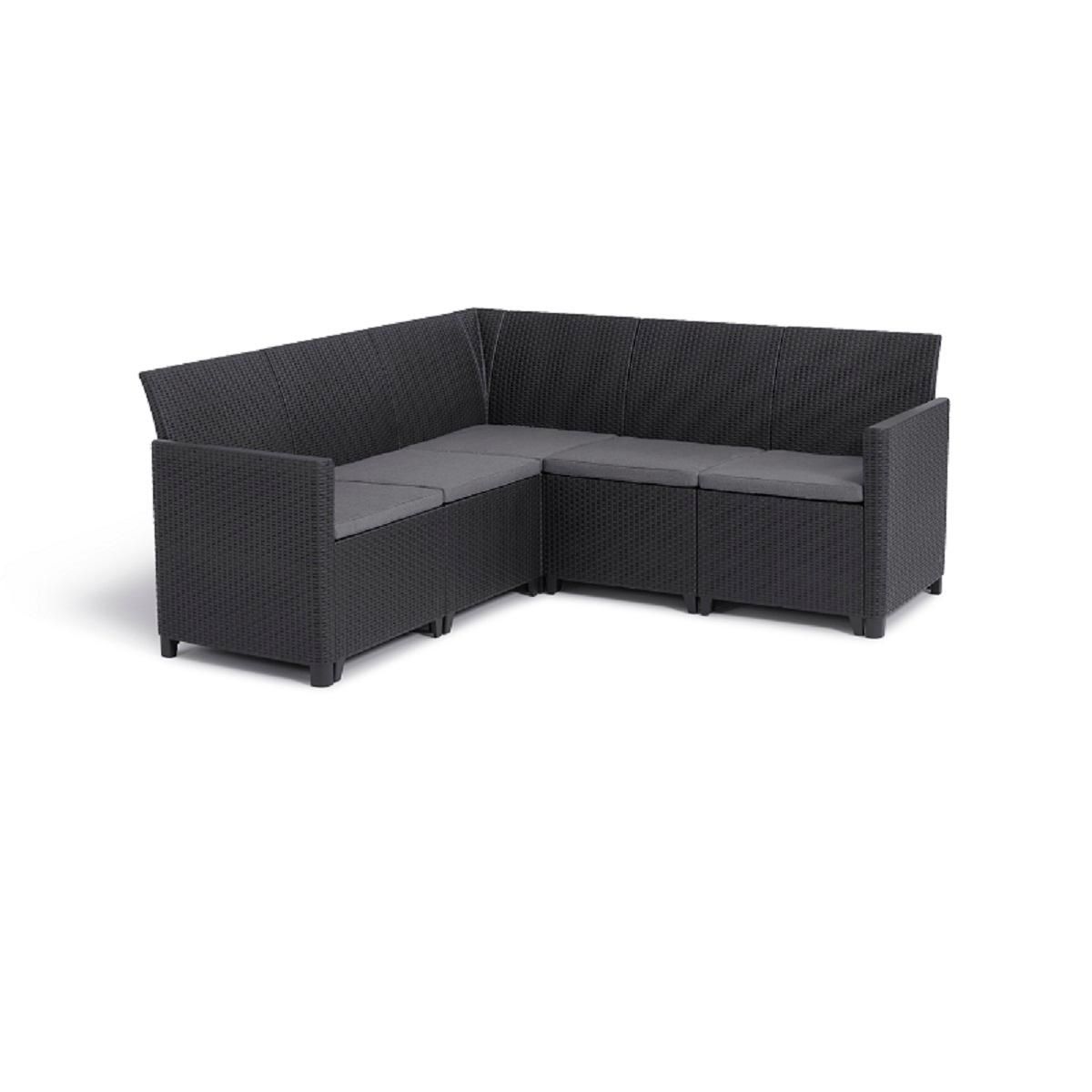 ALLIBERT by KETER Salon bas de jardin d'angle gris graphite 5 places CLAIRE