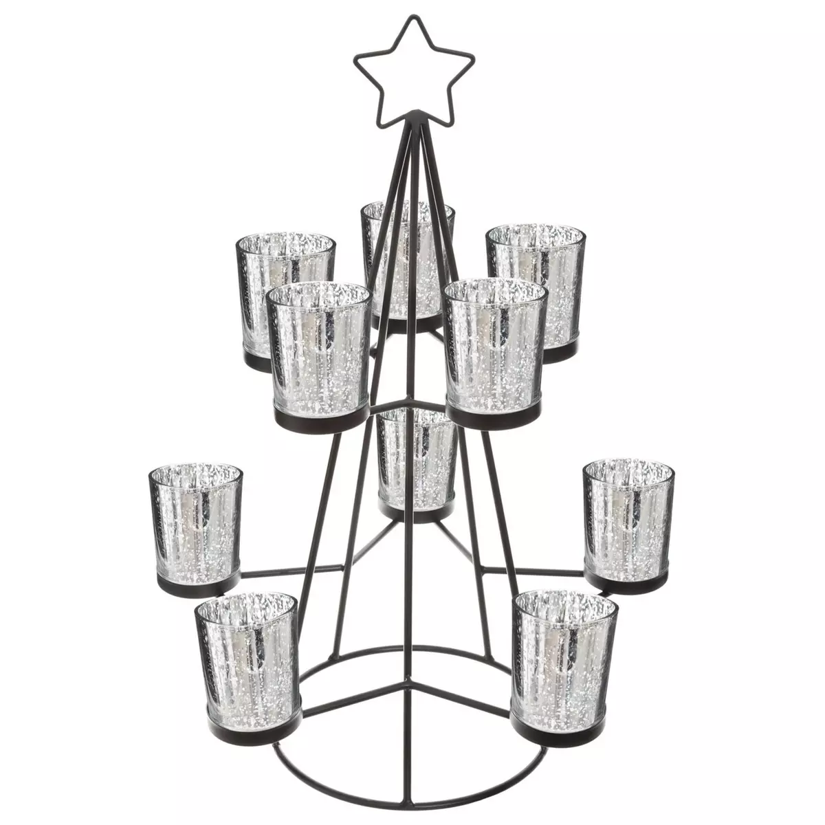 FEERIC LIGHT & CHRISTMAS Photophore de Noël design métal Sapin - Noir