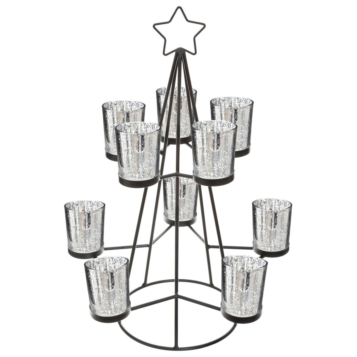  Photophore de Noël design métal Sapin - Noir