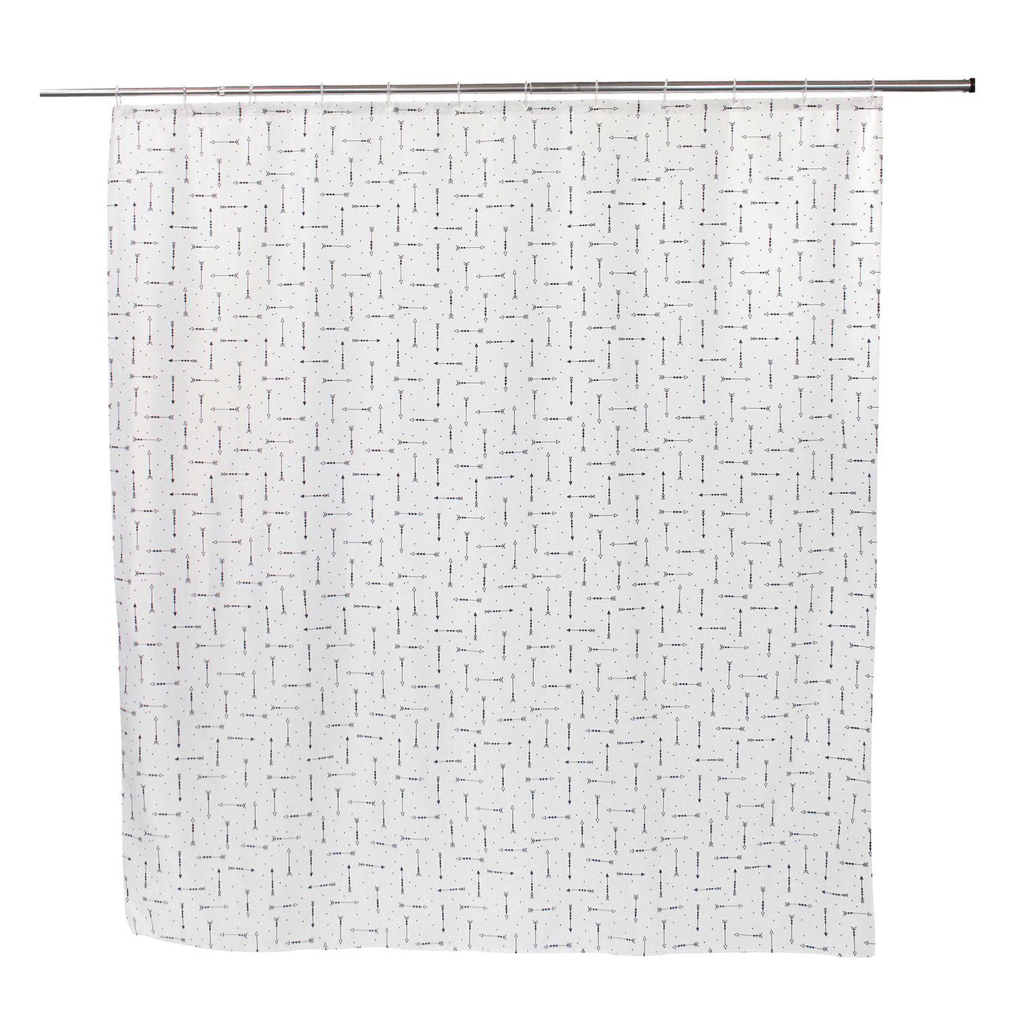 ALLIBERT Rideau de douche design arrow black - 180 x 200 - blanc