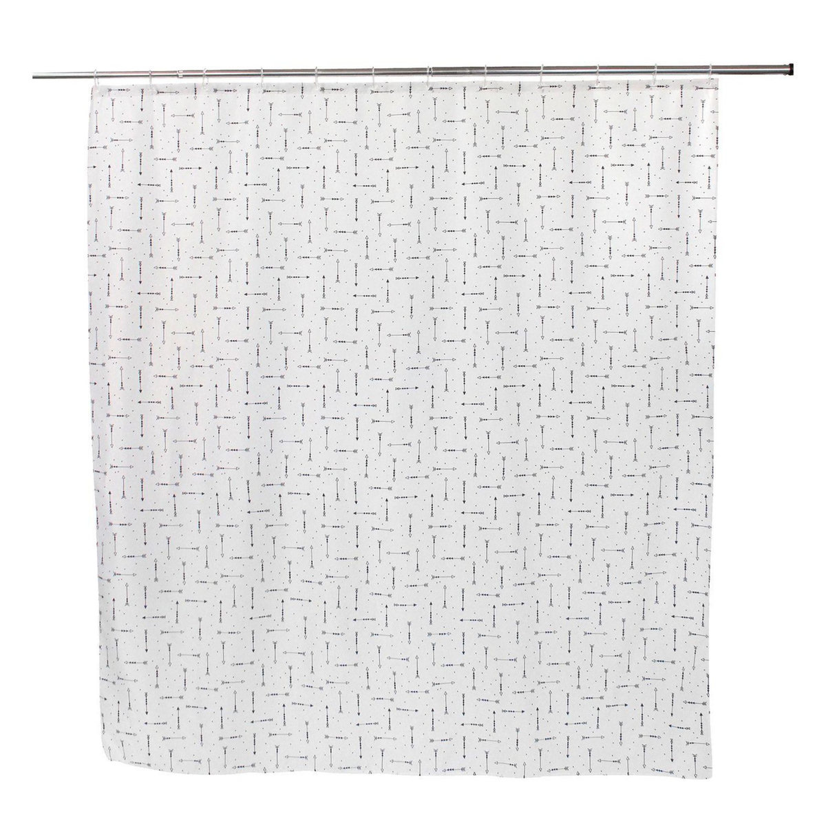 ALLIBERT Rideau de douche design ARROW BLACK - 180 x 200 - Blanc
