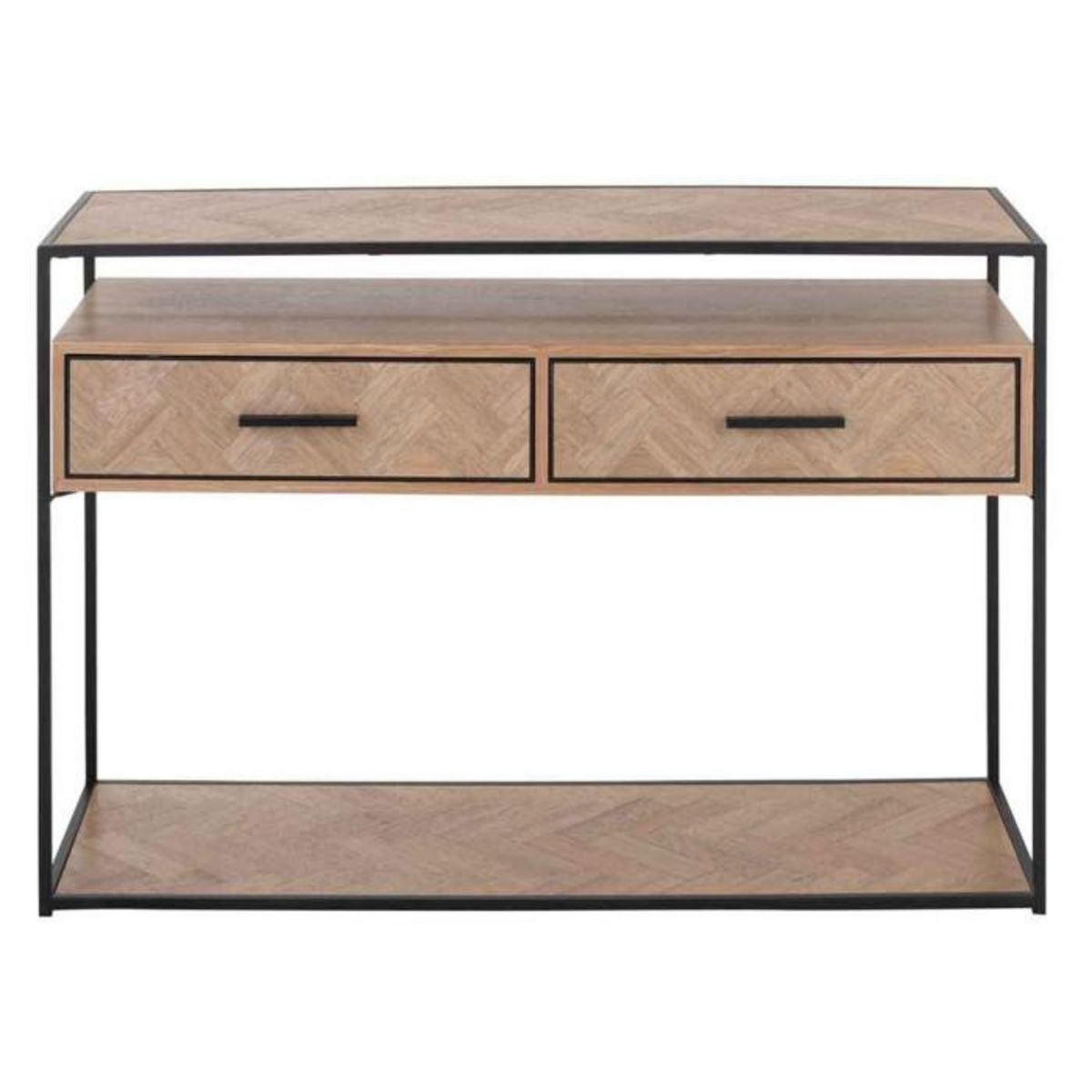 Paris Prix Console 2 Tiroirs  Miraza  120cm Naturel & Noir