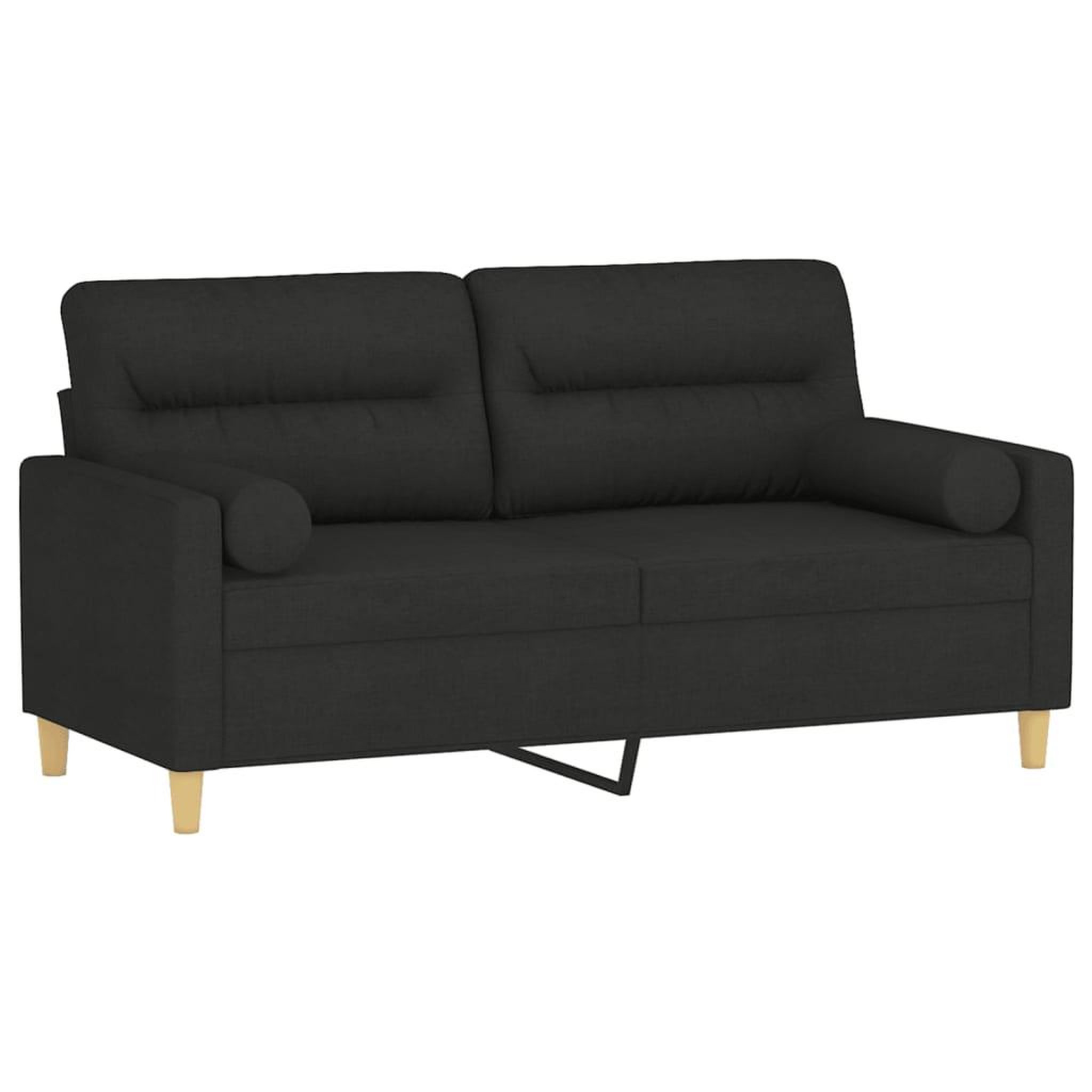 Voir la diapositive 3 : VIDAXL Canape 2 places avec oreillers decoratifs noir 140 cm tissu
