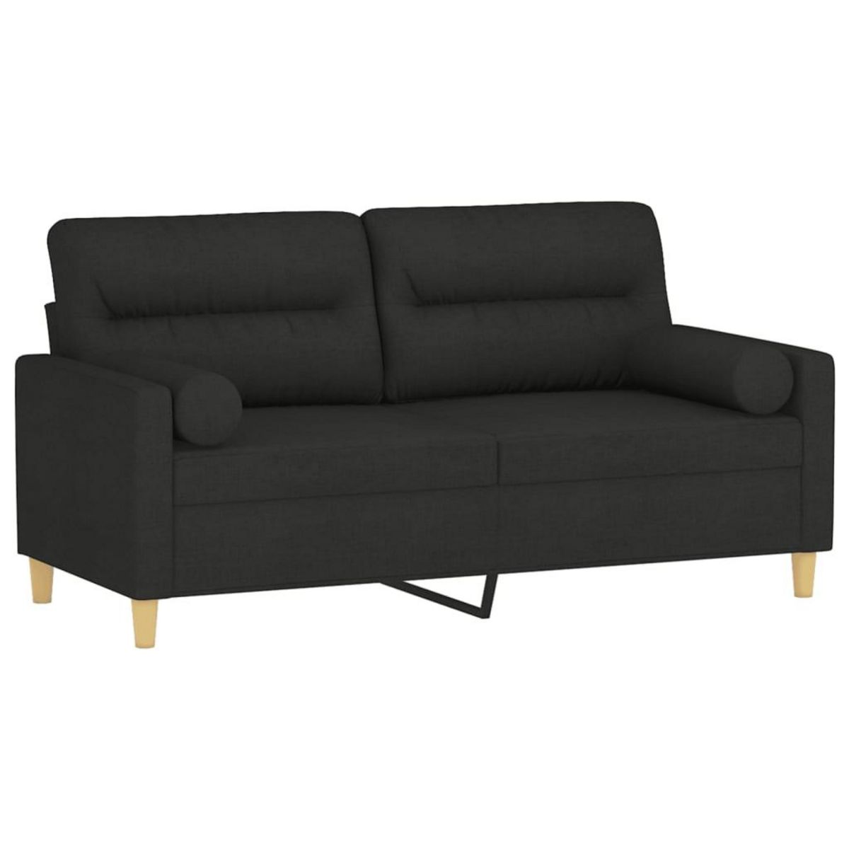 VIDAXL Canape 2 places avec oreillers decoratifs noir 140 cm tissu