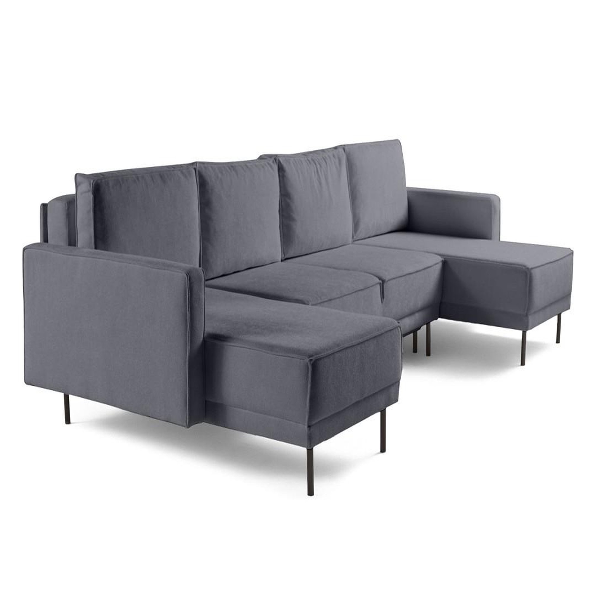 Voir la diapositive 4 : LISA DESIGN Charlie - canapé panoramique en u 7 places - convertible avec coffre - en tissu