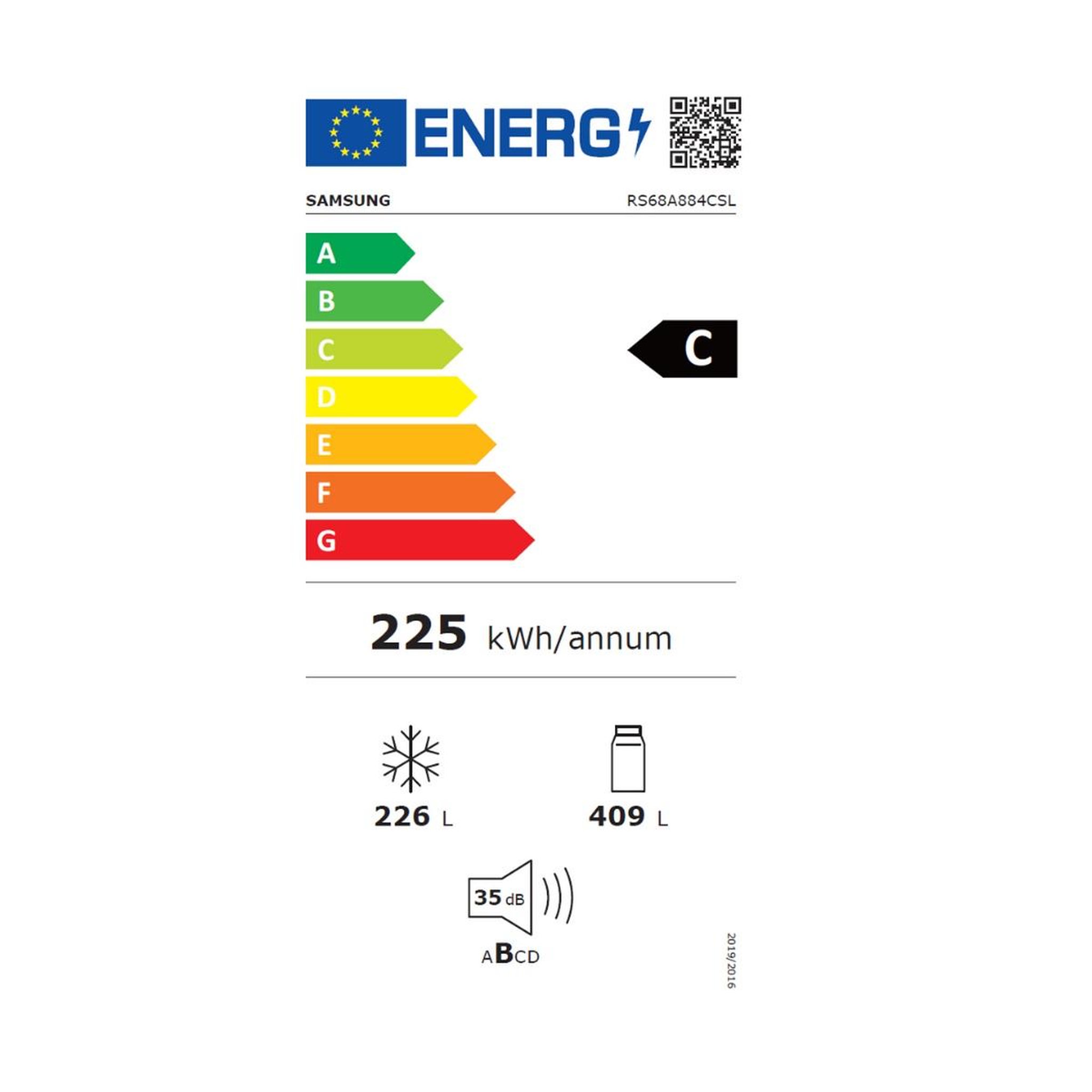 Voir la diapositive 2 : Samsung Réfrigérateur américain 91cm 635l ventilé inox - rs68a884csl