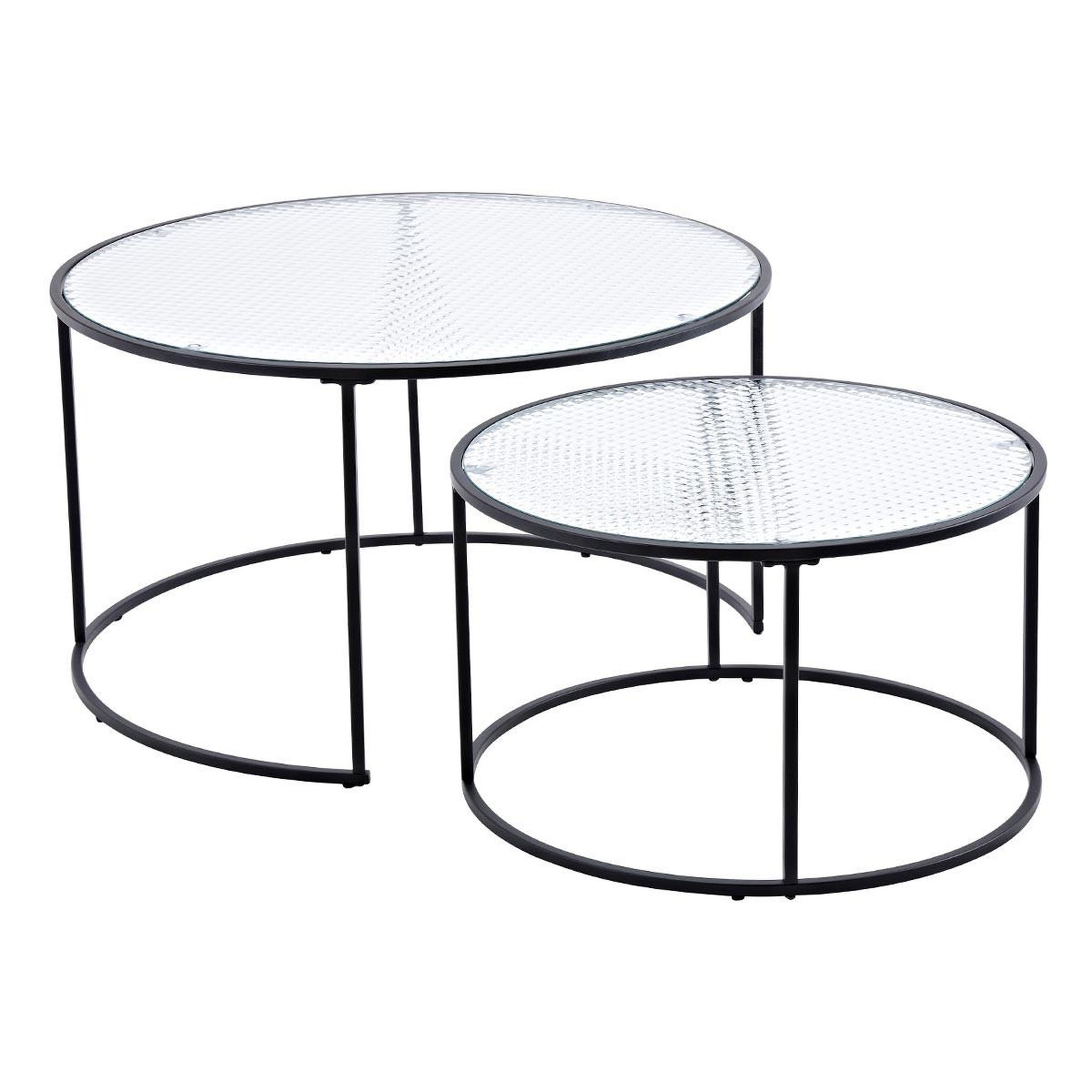Voir la diapositive 1 : Paris Prix Lot de 2 tables basses gigognes en verre  twin  79cm noir
