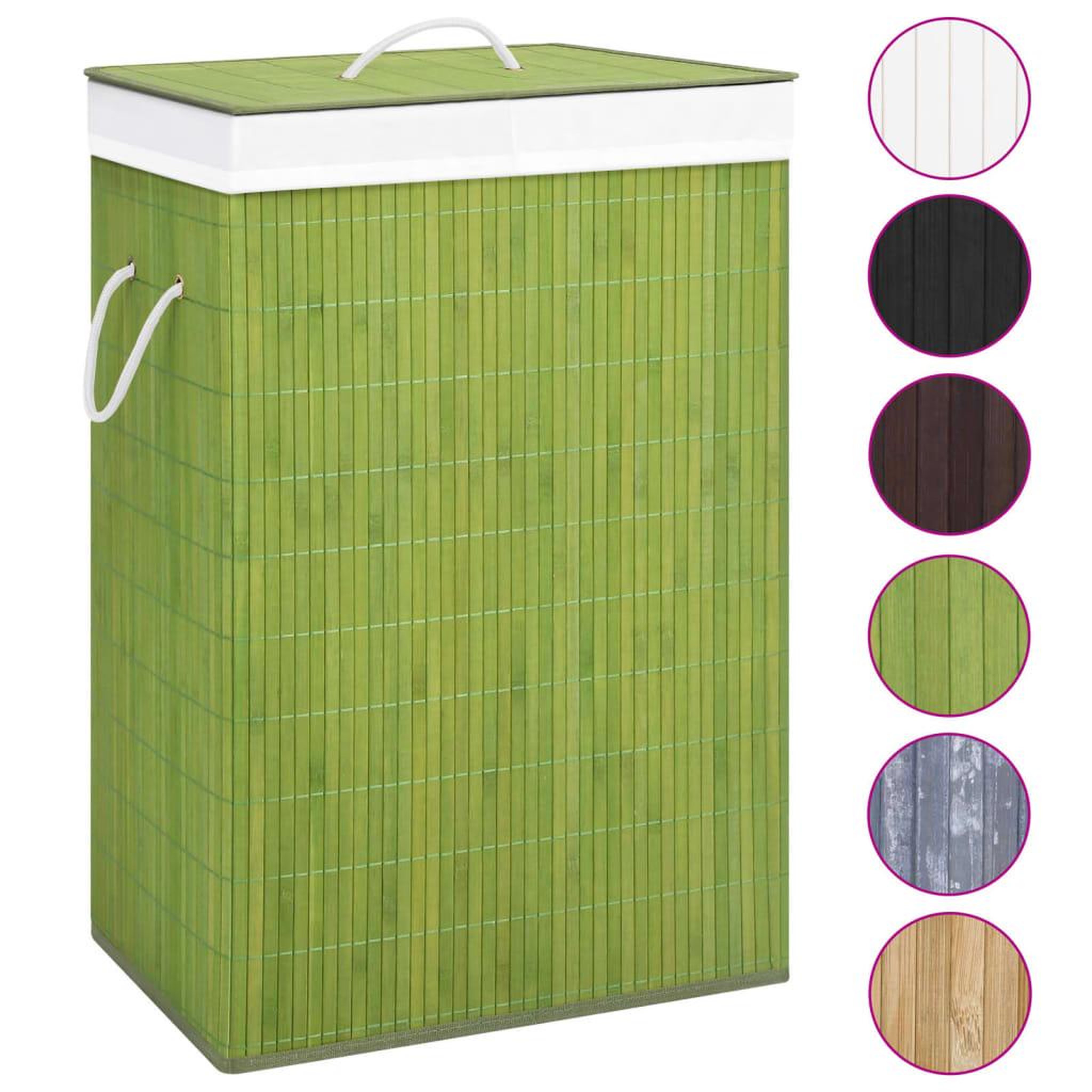 Voir la diapositive 1 : VIDAXL Panier a linge avec 2 sections bambou vert 72 L