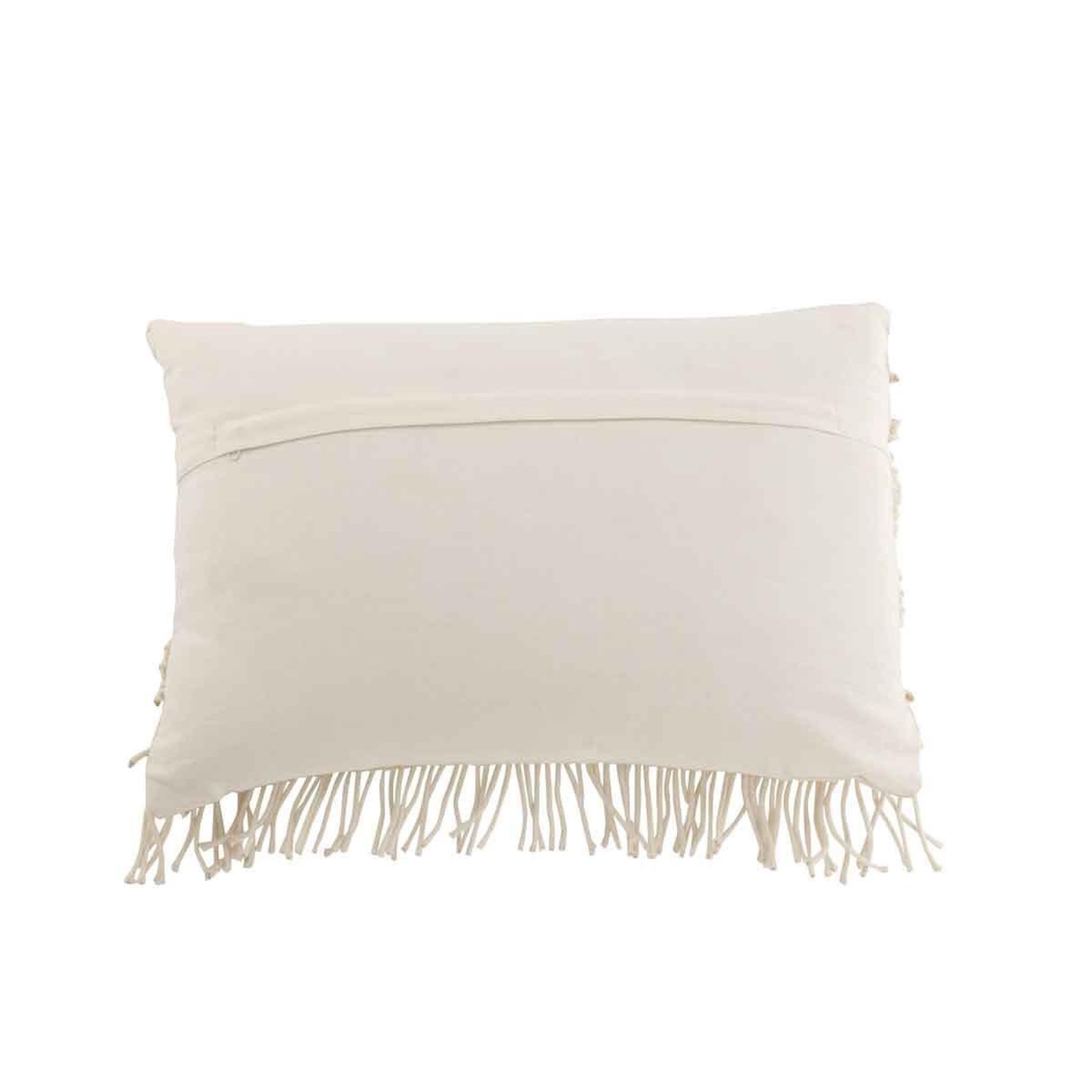 Voir la diapositive 2 : J-LINE Coussin déco à franges  cosy  40x60cm ivoire
