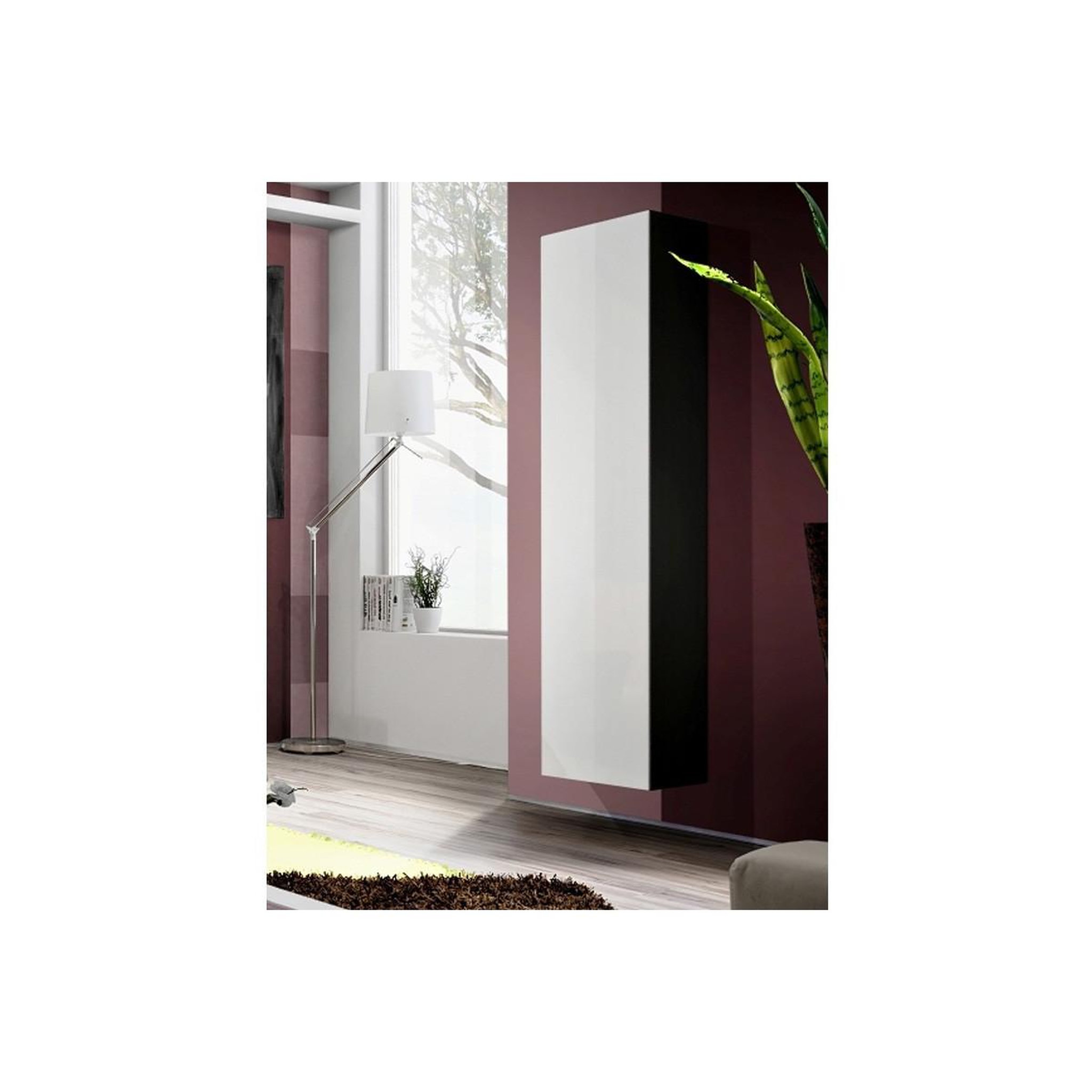 Voir la diapositive 1 : Paris Prix Vitrine Murale Design  Fly A1  170cm Blanc & Noir