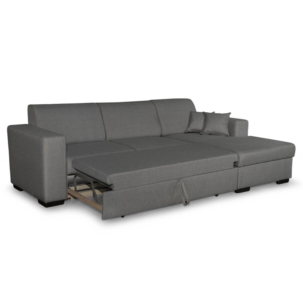 Canapé d'angle droit convertible 4 places avec coffre  de rangement revêtement tissu CARIBEA 