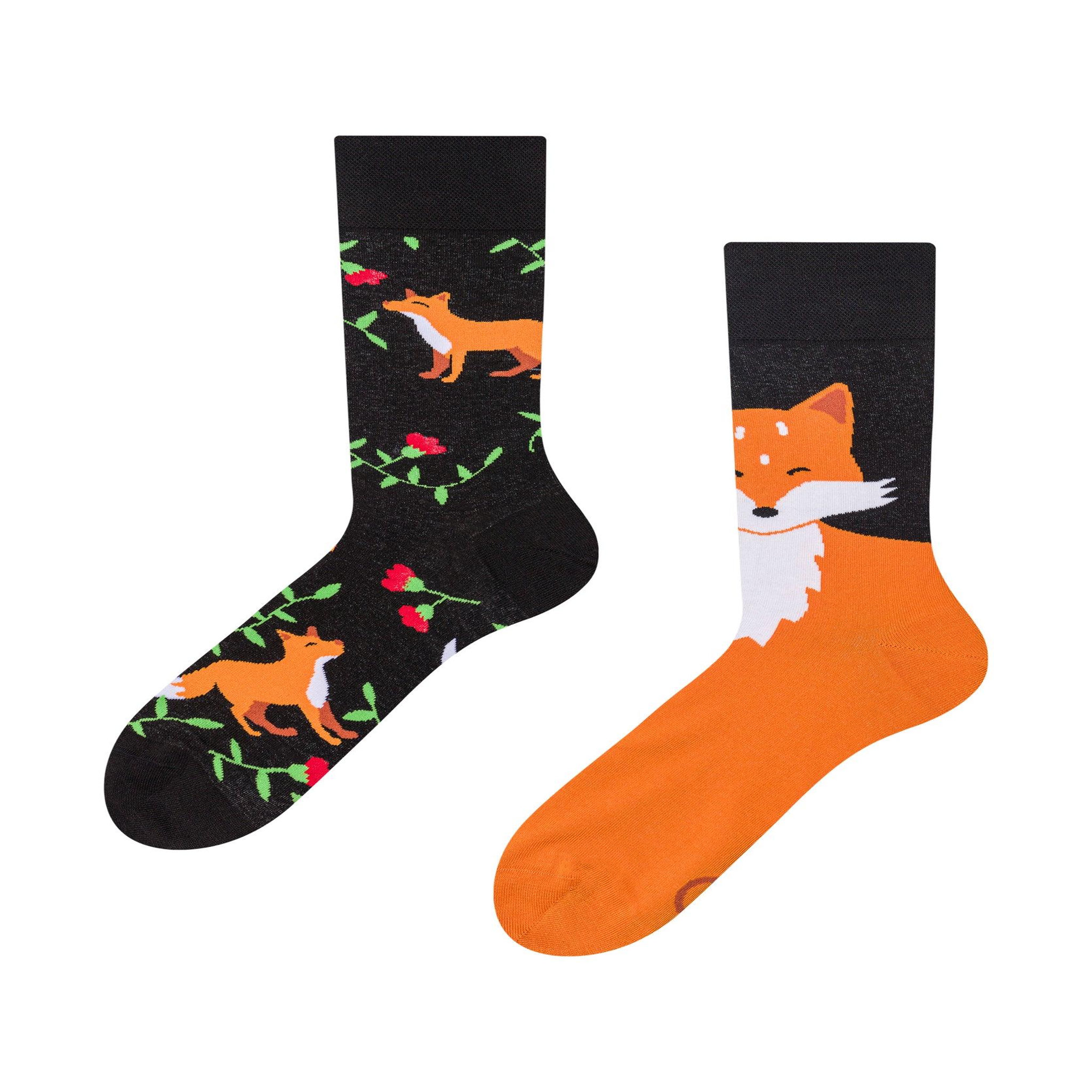 DEDOLES Chaussettes renards & fleurs. Coloris disponibles : Multicolore