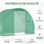 Voir la diapositive 4 : OUTSUNNY Serre de jardin tunnel surface sol 4,5 m² dim. 3L x 1,5l x 2H m châssis tubulaire renforcé porte zippée 2 fenêtres enroulables vert
