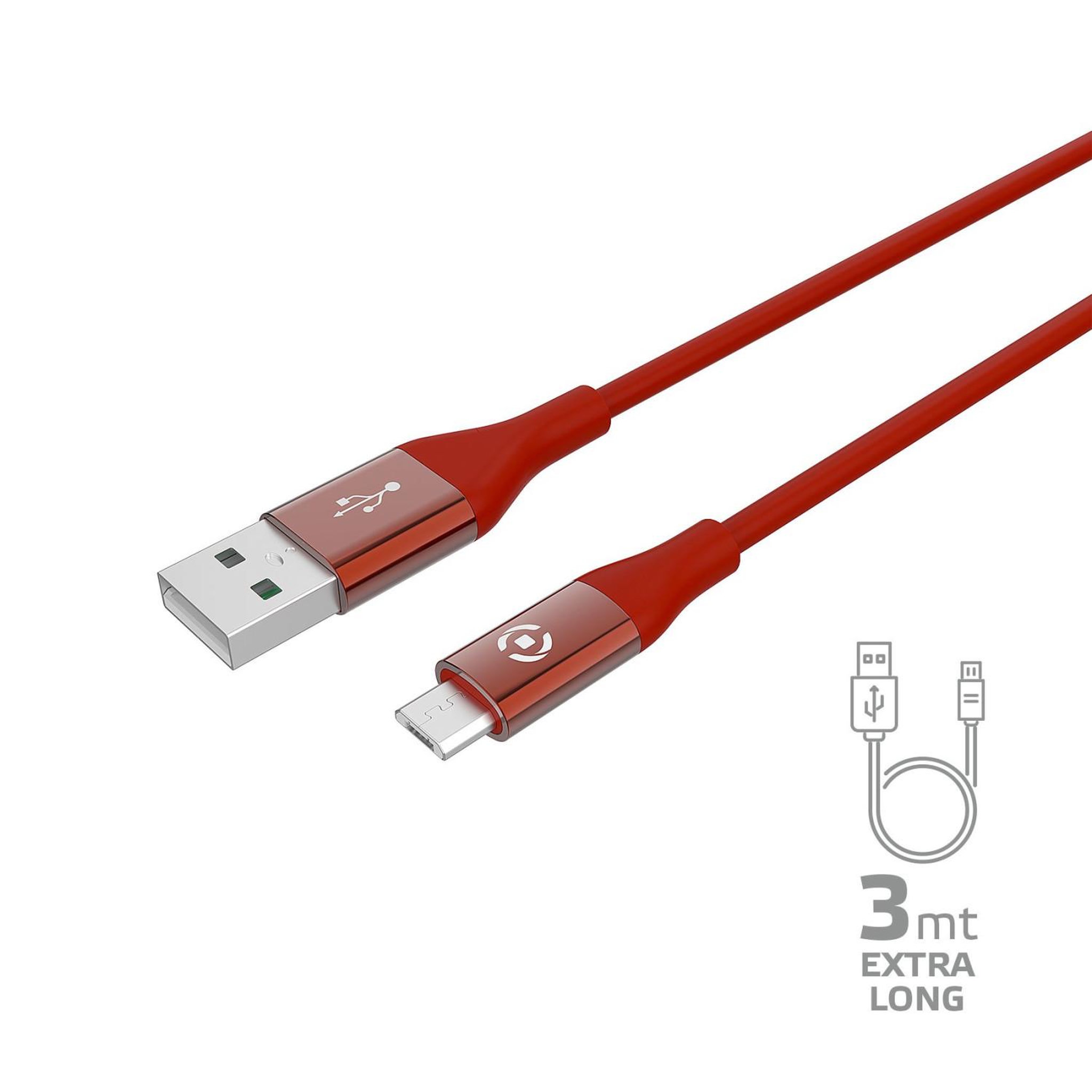 CELLY Celly USBMICROCOL3MRD câble USB 3 m USB A Micro-USB B Rouge