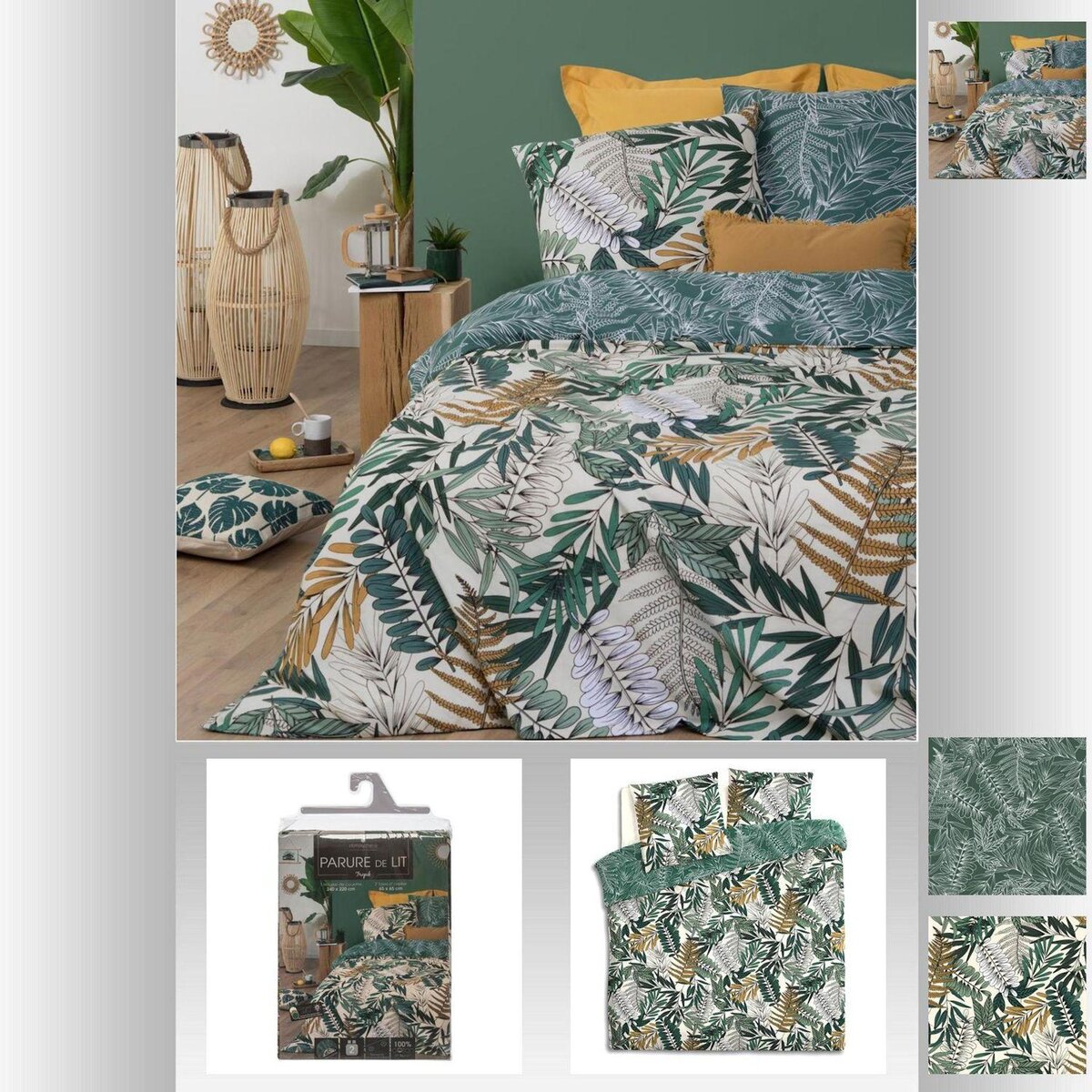 ATMOSPHERA Parure de Lit imprimé Tropik en 240 x 220 - Vert
