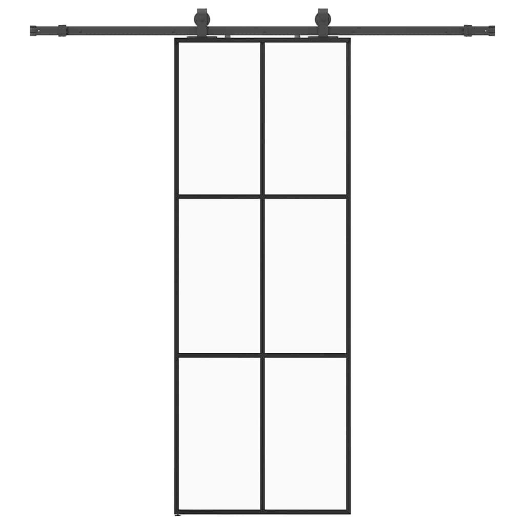 Voir la diapositive 2 : VIDAXL Porte coulissante kit de quincaillerie noir 76x205 cm verre ESG