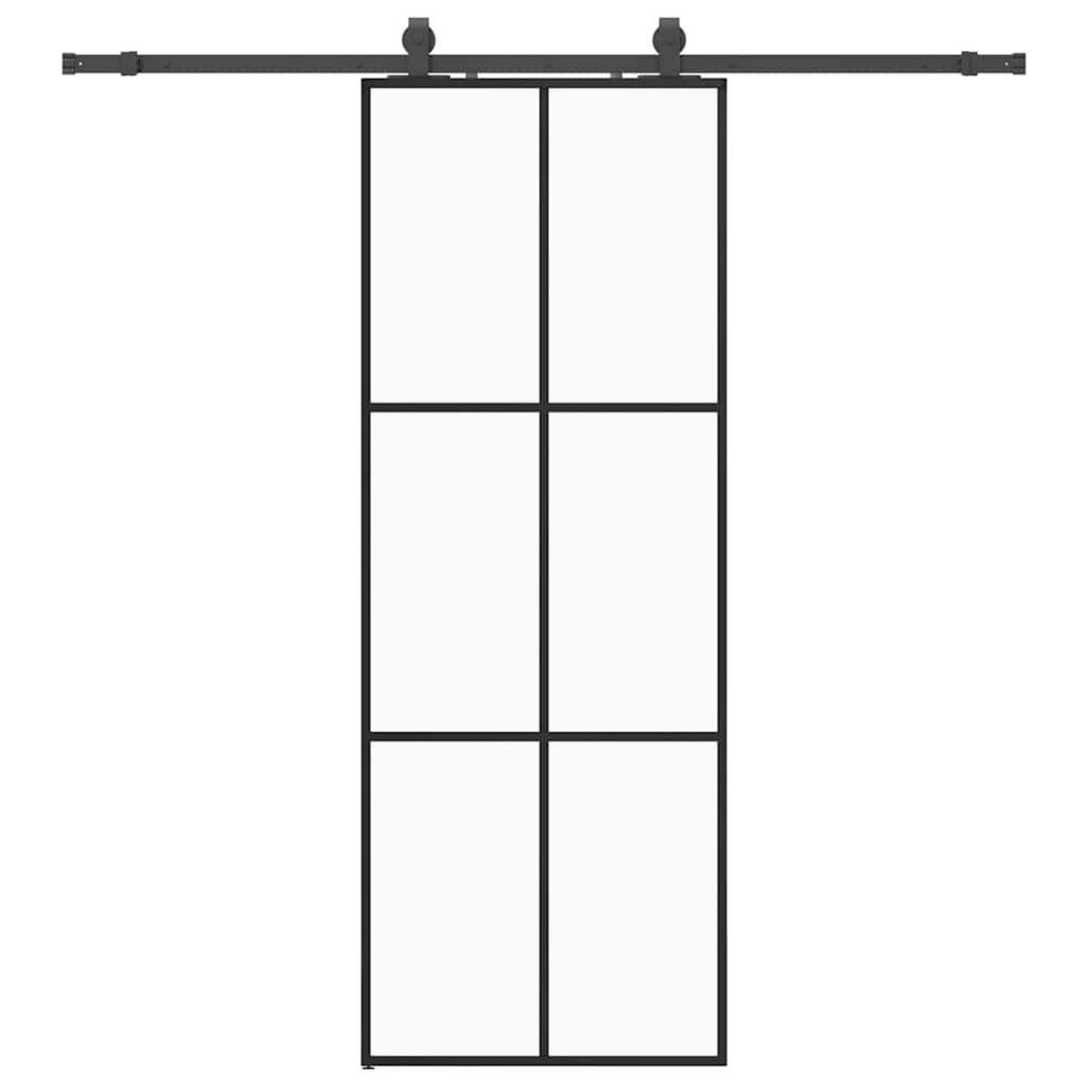 VIDAXL Porte coulissante kit de quincaillerie noir 76x205 cm verre ESG