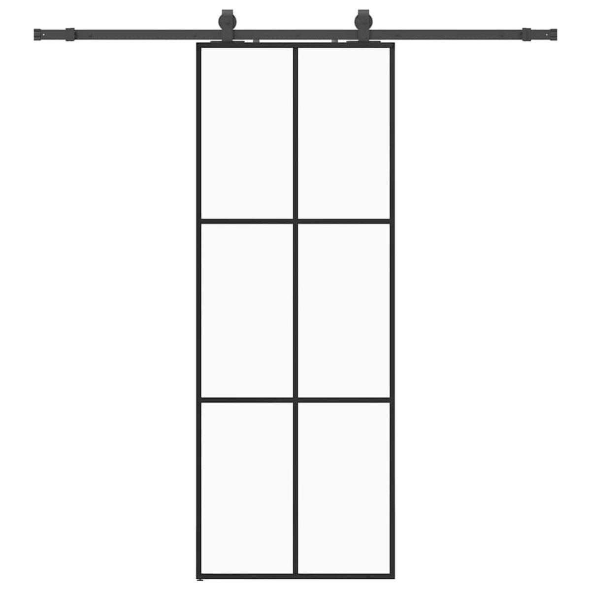 VIDAXL Porte coulissante kit de quincaillerie noir 76x205 cm verre ESG