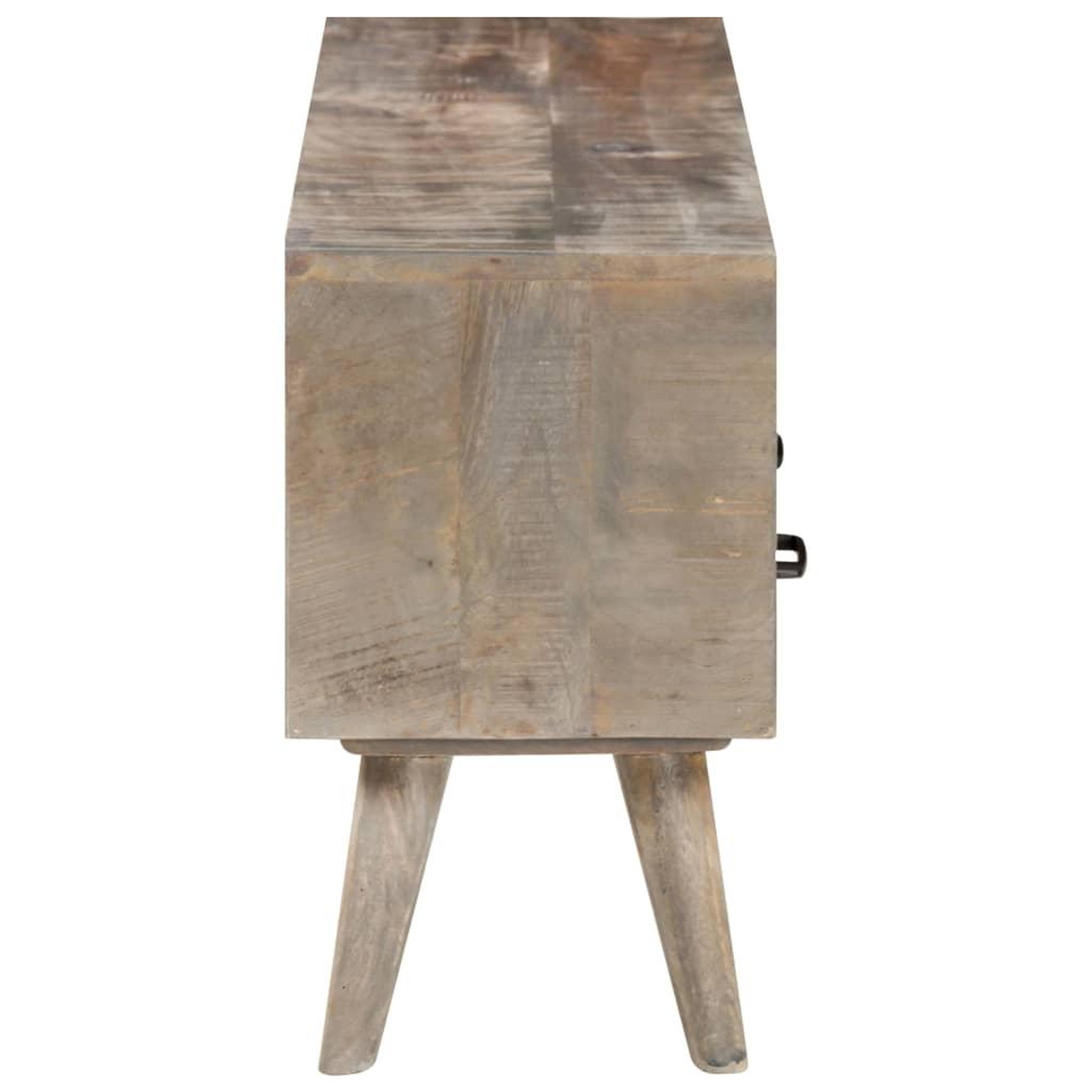 Voir la diapositive 3 : VIDAXL Meuble tv gris 130x35x51 cm bois massif de manguier brut