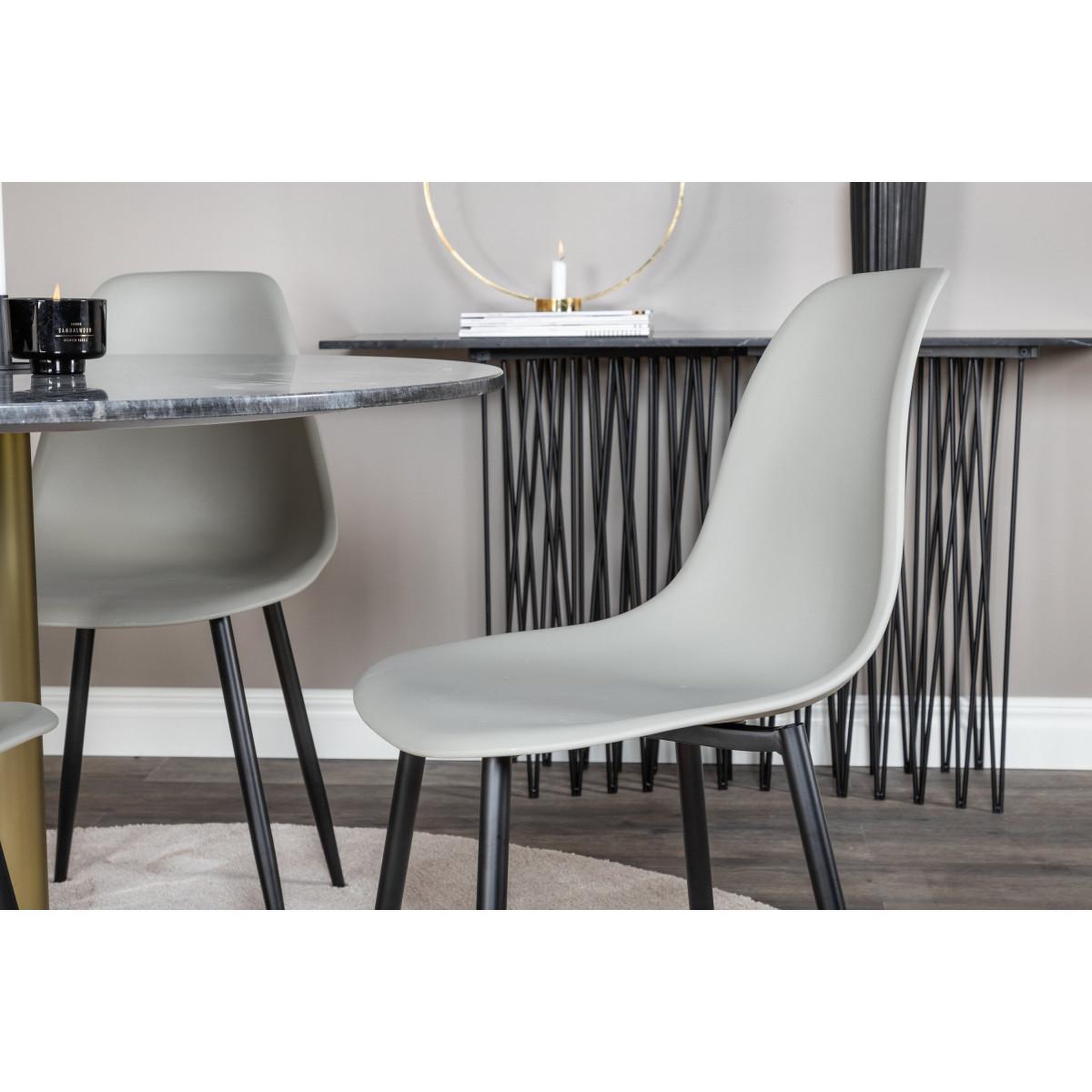 Voir la diapositive 5 : Paris Prix Ensemble table à manger & 4 chaises  estelle & polar  106cm gris foncé & gris